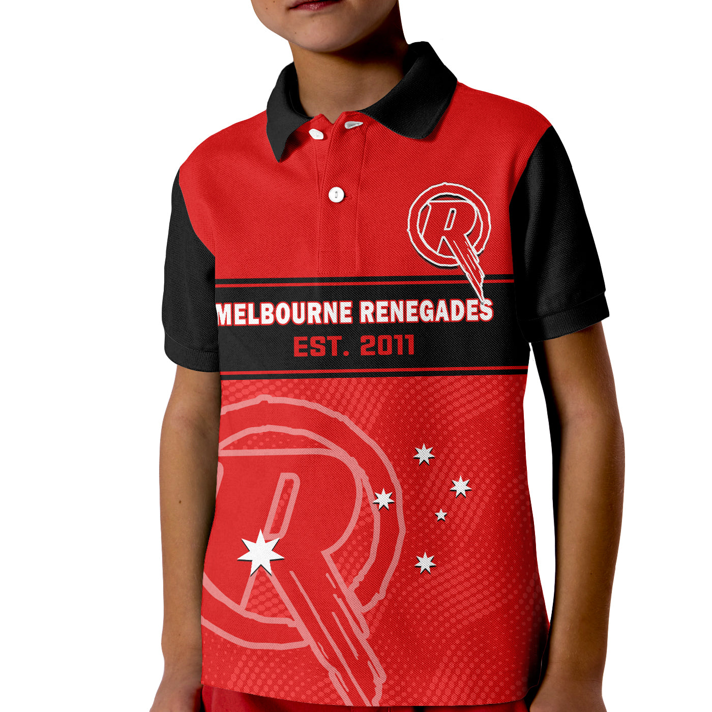 (Custom Text And Number) Melbourne Renegades Cricket Polo Shirt KID Est 2011 Sporty - Vibe Hoodie Shop