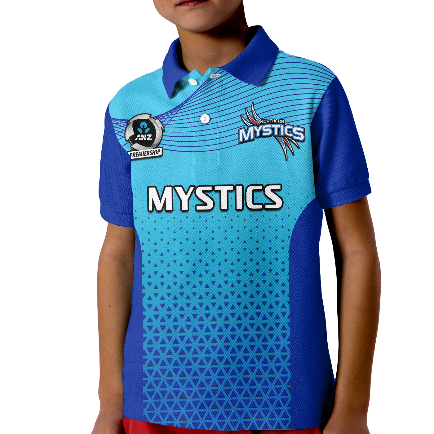 (Custom Text And Number) Aotearoa Netball Polo Shirt KID Northern Mystics 2023 ANZ Premiership - Vibe Hoodie Shop