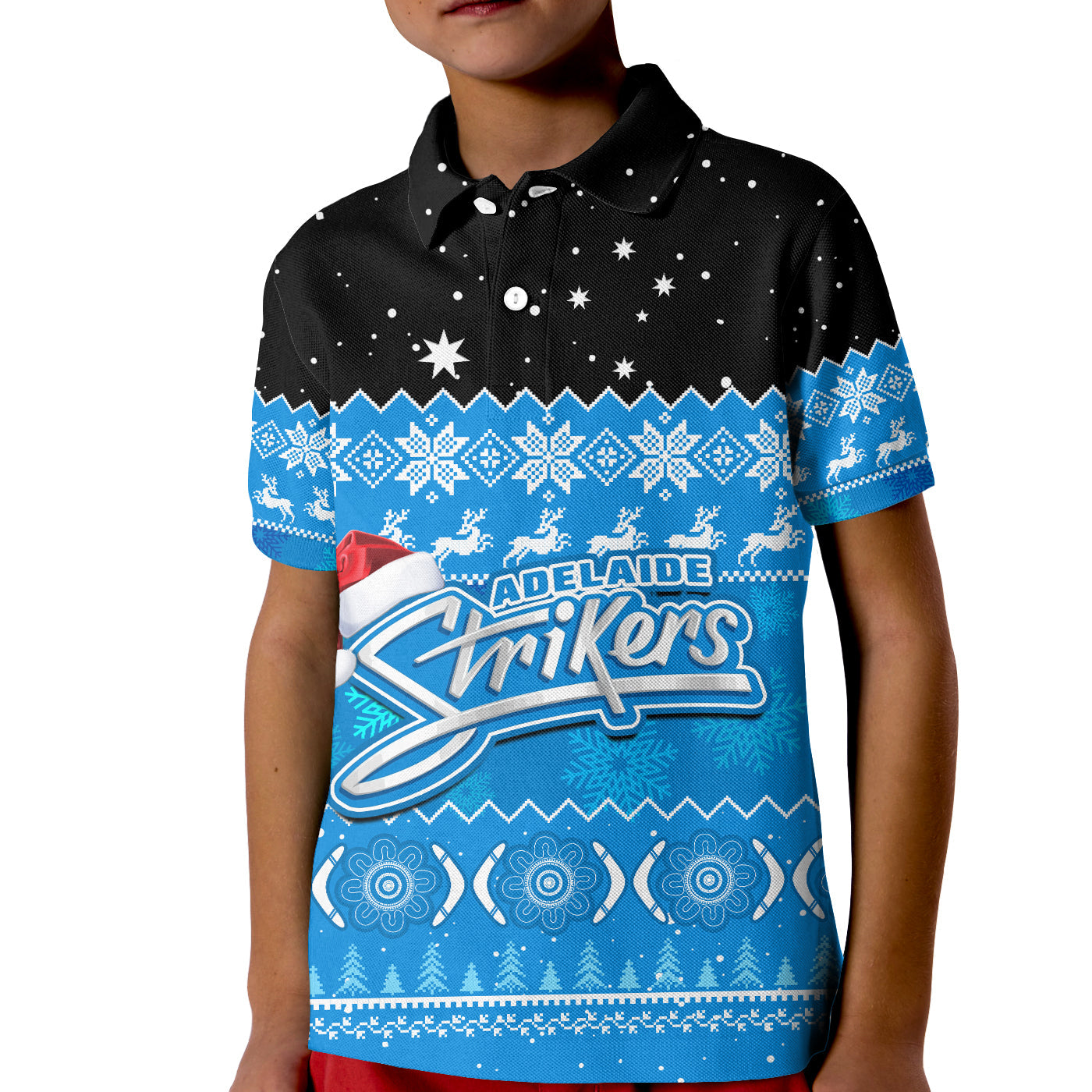 (Custom Personalised) Adelaide Strikers Cricket Polo Shirt KID Aboriginal Merry Christmas - Vibe Hoodie Shop