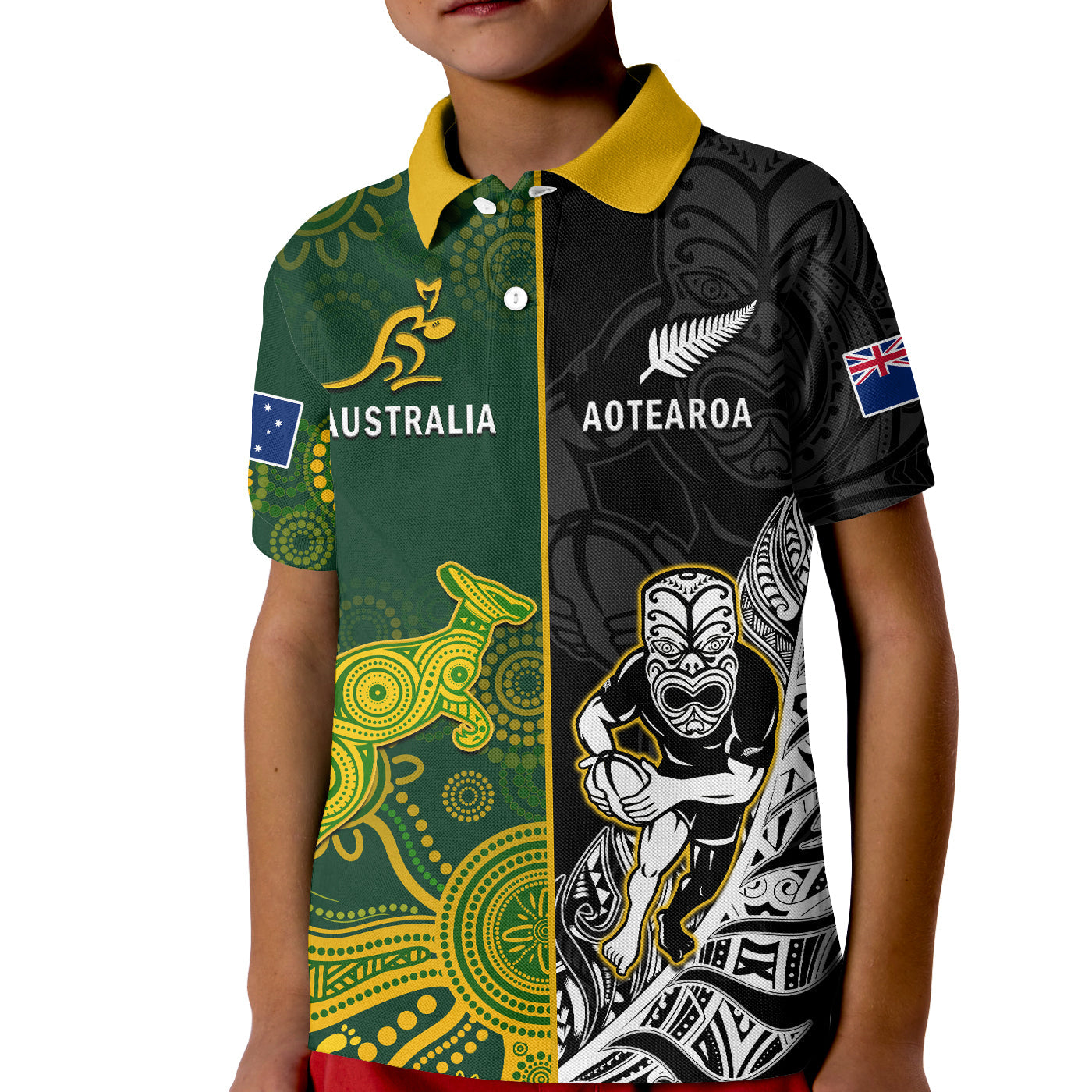 Australia Rugby Mix Aotearoa Rugby Polo Shirt Wallabies All Black Special Version - Vibe Hoodie Shop