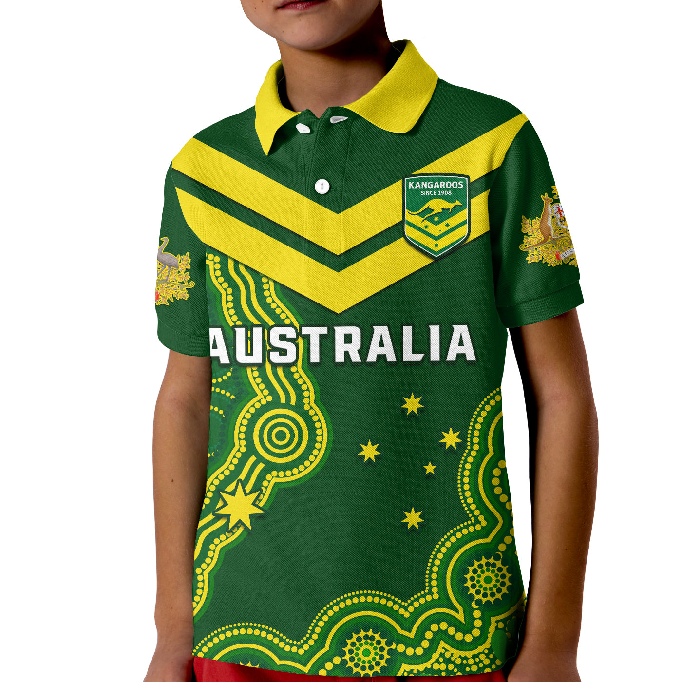 Australia Rugby Polo Shirt The Kangaroos Champions Pacific Indigenous - Vibe Hoodie Shop