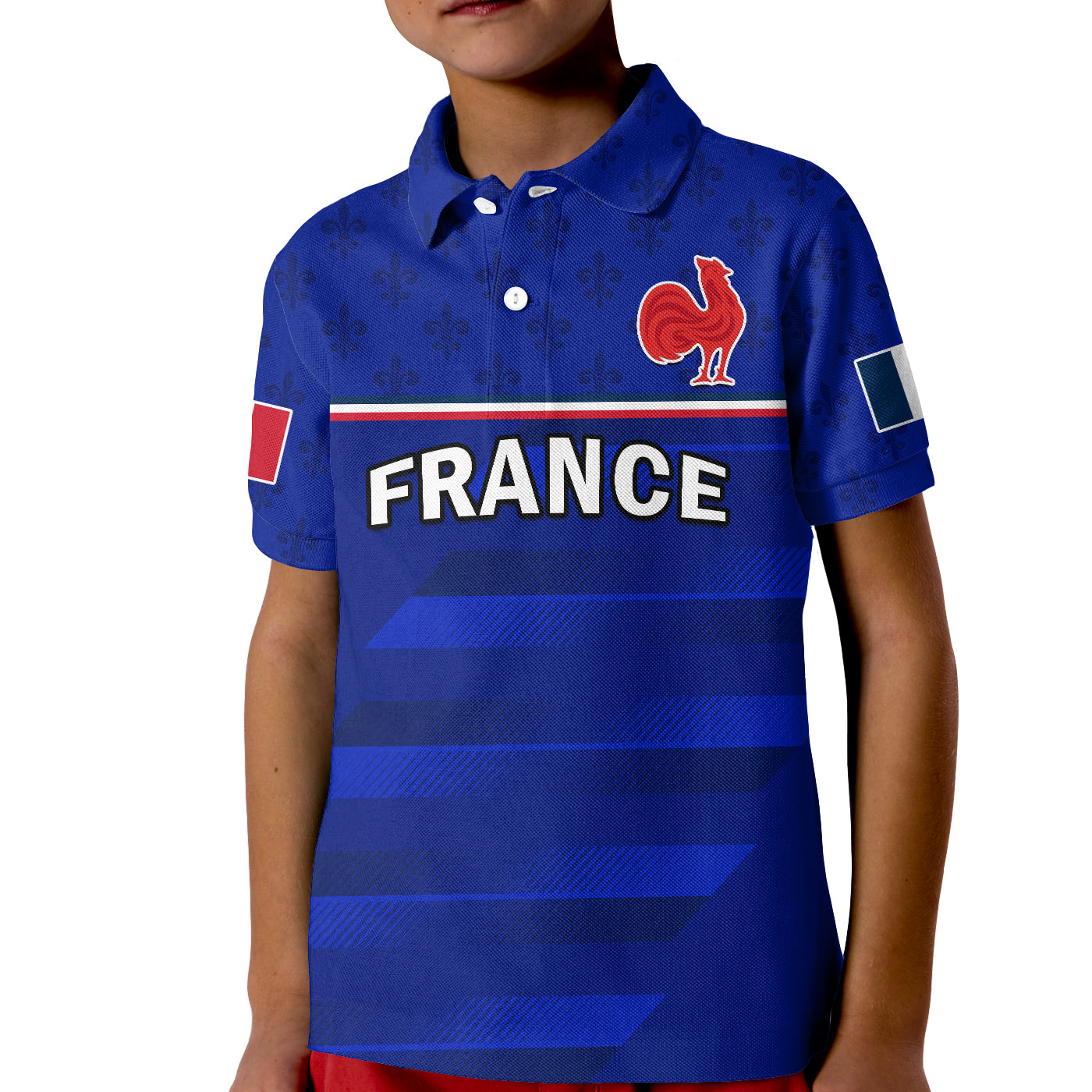 (Custom Text And Number) France Rugby Polo Shirt KID Outgoing Tour Allez Les Bleus - Vibe Hoodie Shop