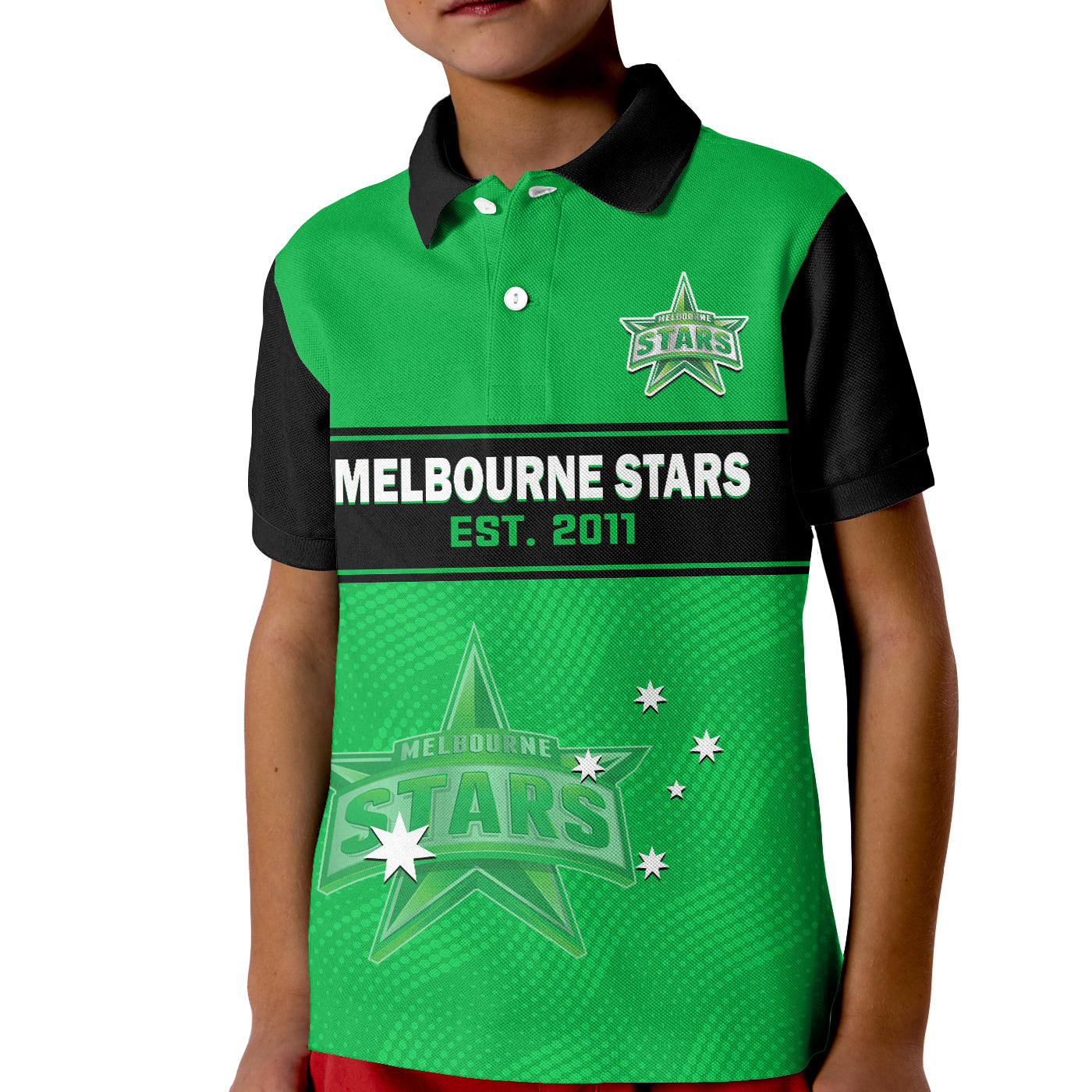 (Custom Text And Number) Melbourne Stars Cricket Polo Shirt KID Est 2011 Sporty - Vibe Hoodie Shop