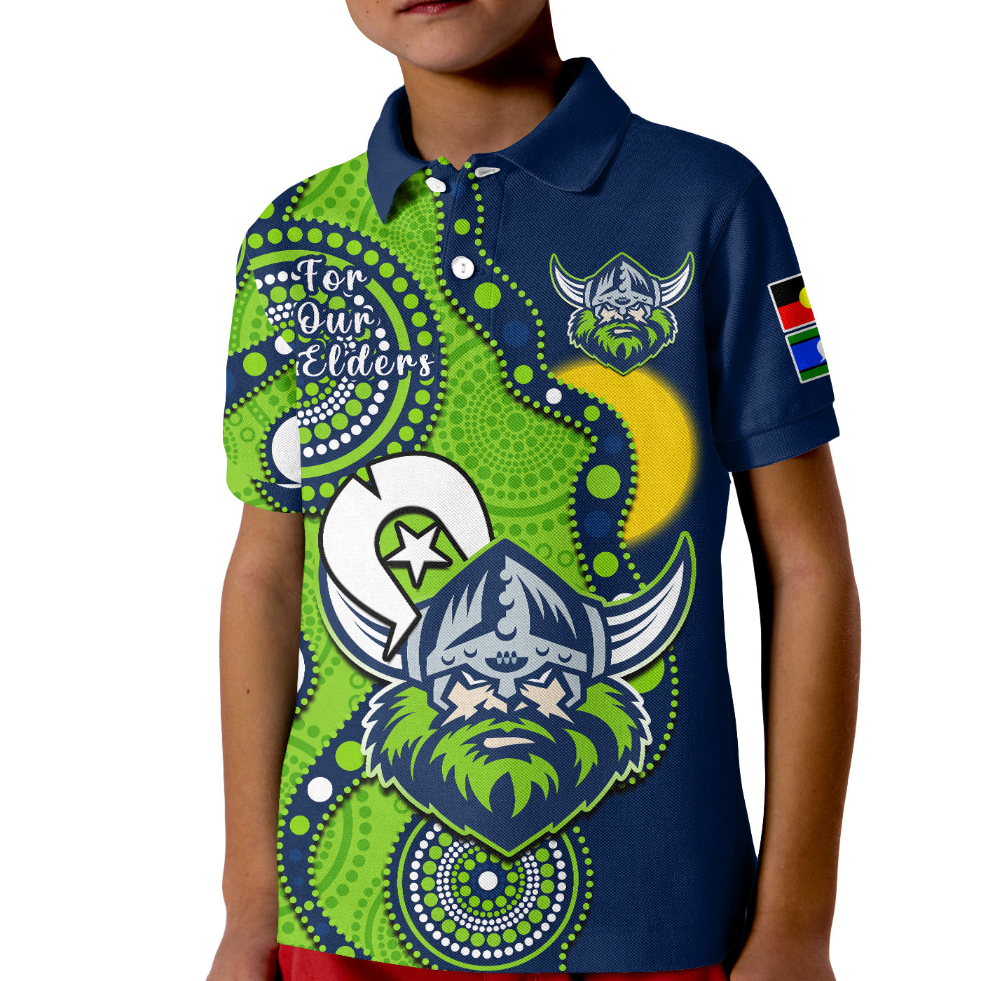 (Custom Text And Number) Raiders Rugby NAIDOC 2023 Polo Shirt Canberra For Our Elders Indigenous Art - Vibe Hoodie Shop