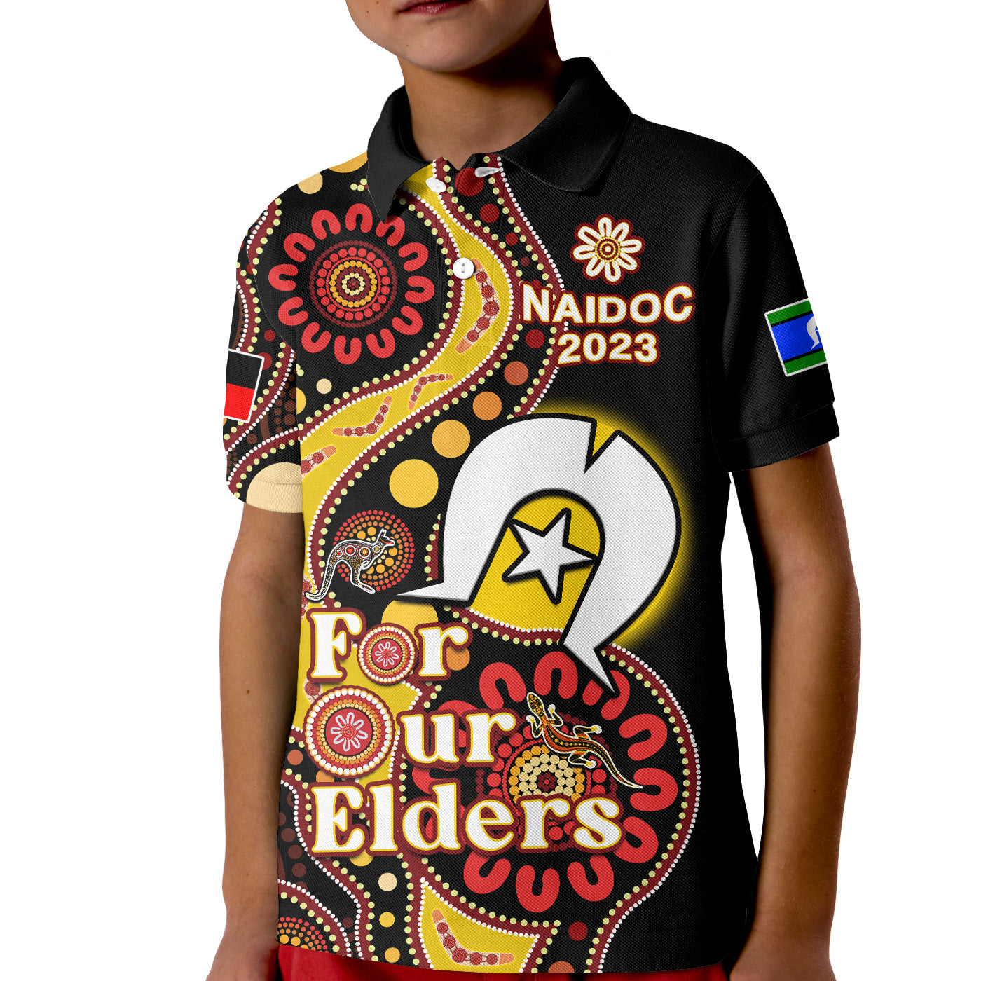 (Custom Text And Number) Australia NAIDOC Week 2023 Polo Shirt Indigenous For Our Elders - Vibe Hoodie Shop