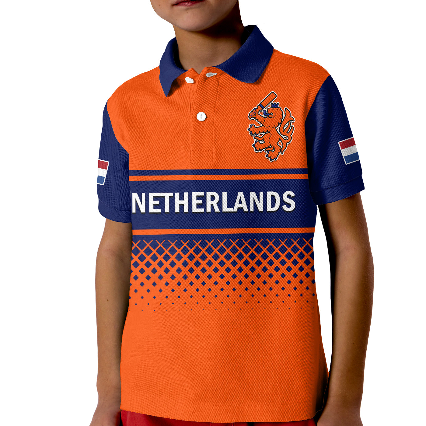 (Custom Text And Number) Netherlands Cricket Polo Shirt ODI Simple Orange Style - Vibe Hoodie Shop