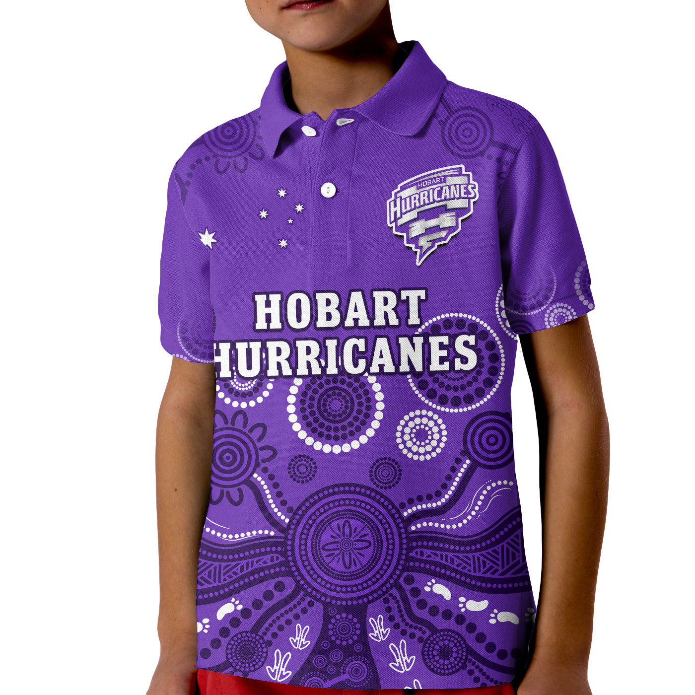 (Custom Text And Number) Hobart Hurricanes Cricket Polo Shirt KID Indigenous Artsy - Vibe Hoodie Shop