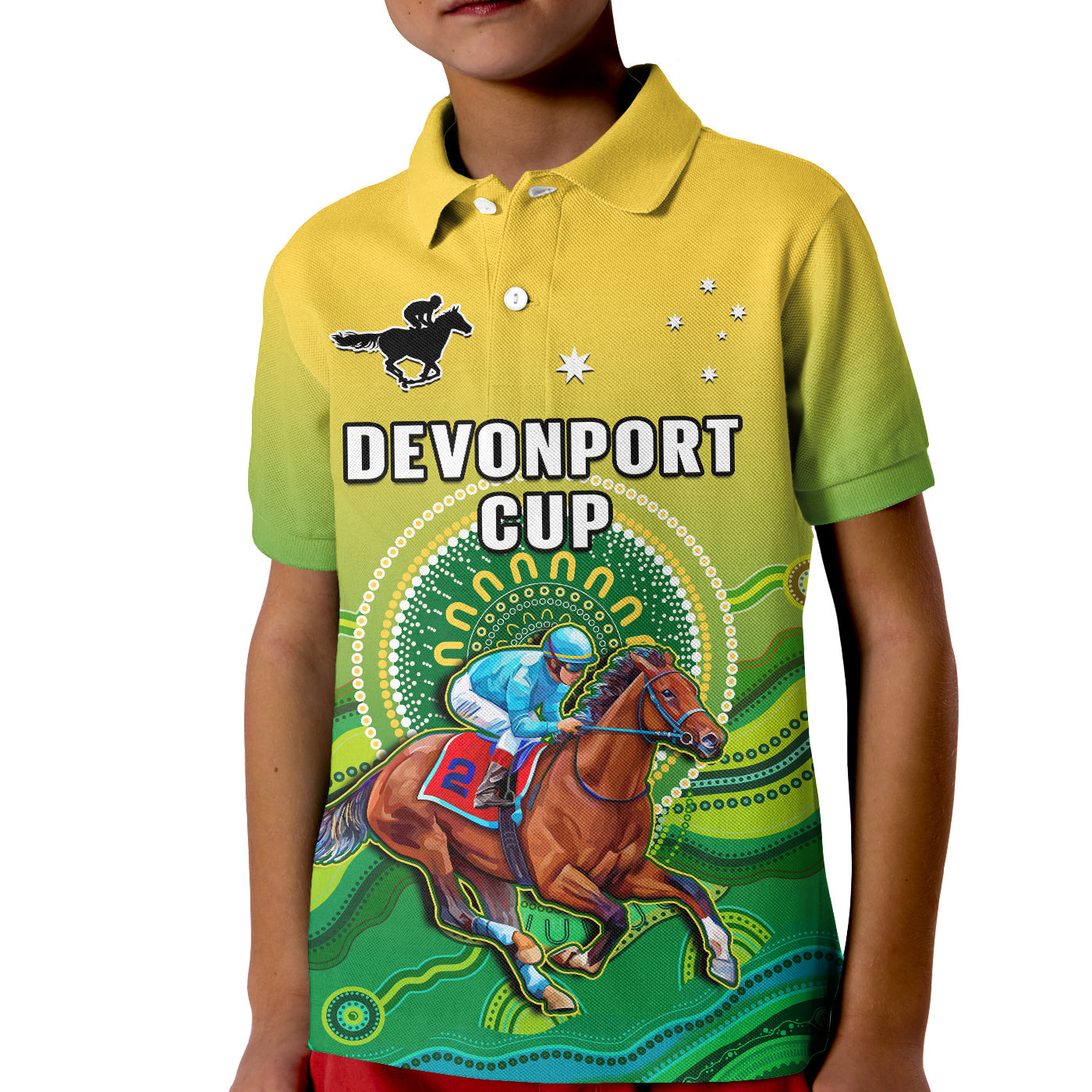 (Custom Personalised) Australia Devonport Cup 2023 Polo Shirt KID Horse Racing Indigenous Art - Vibe Hoodie Shop