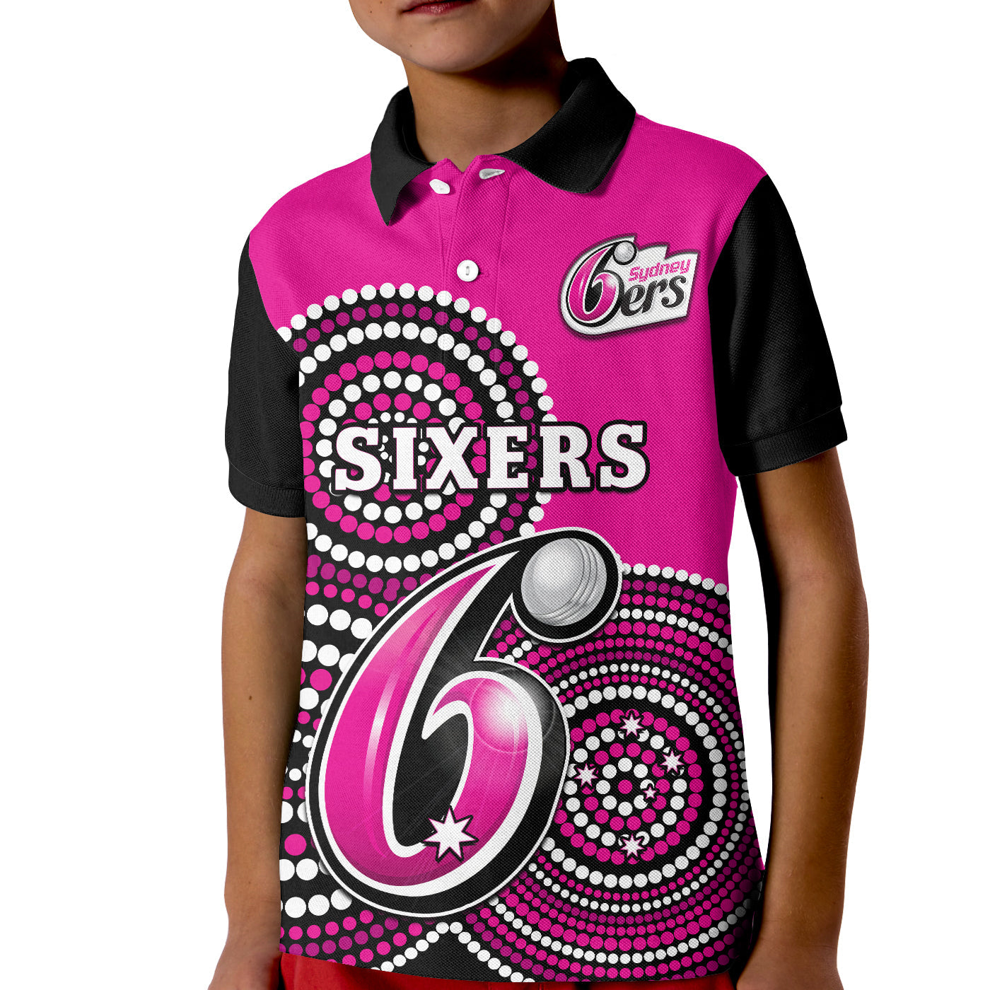 (Custom Text And Number) Sydney Sixers Cricket Polo Shirt Champions BBL12 Proud Indigenous Art - Vibe Hoodie Shop