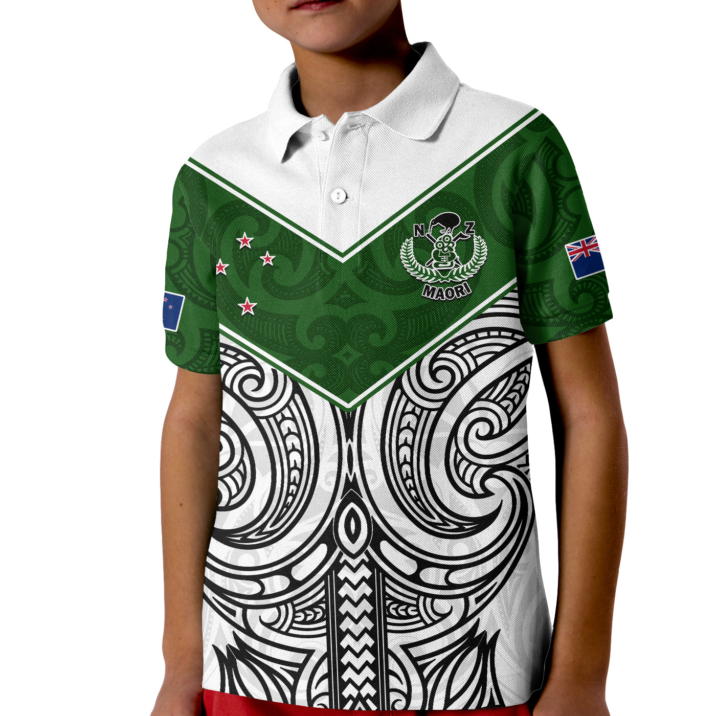 (Custom Text And Number) New Zealand Silver Fern Rugby Polo Shirt KID Maori Pacific - Vibe Hoodie Shop