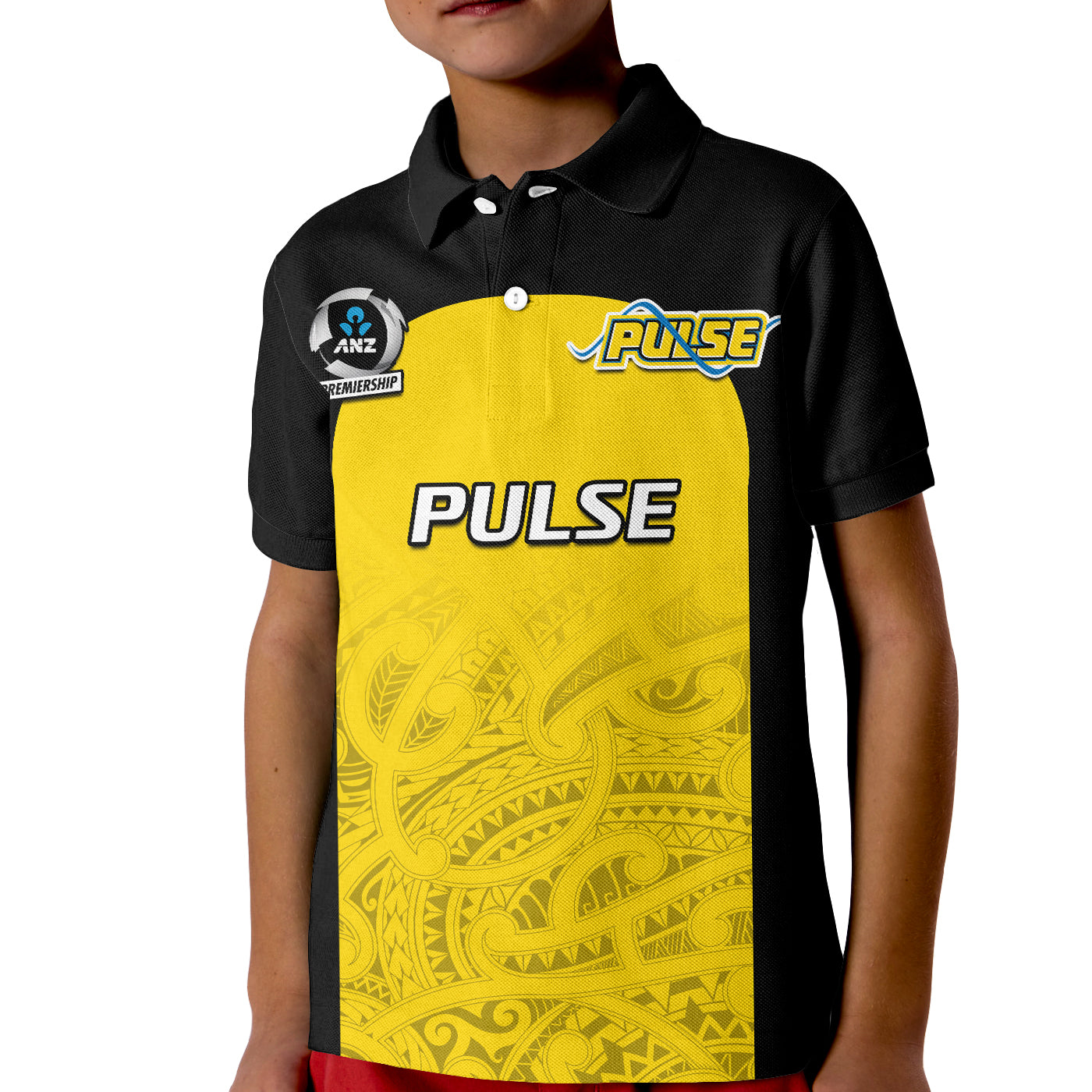 (Custom Text And Number) Aotearoa Netball Polo Shirt KID Central Pulse 2023 ANZ Premiership - Vibe Hoodie Shop