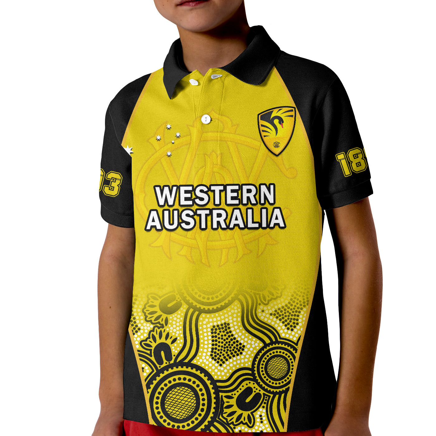 (Custom Text And Number) Western Australia Cricket 2023 Polo Shirt Warriors Sheffield Shield Indigenous - Vibe Hoodie Shop