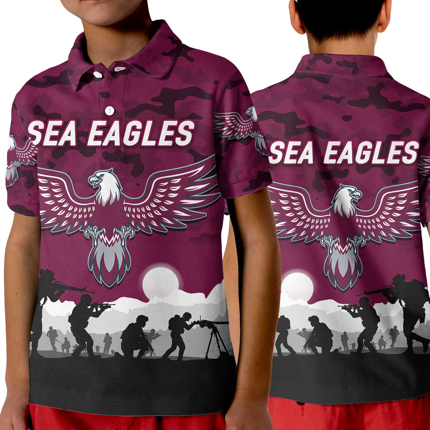 Manly Warringah Sea Eagles ANZAC 2022 Polo Shirt Simple Style - Vibe Hoodie Shop