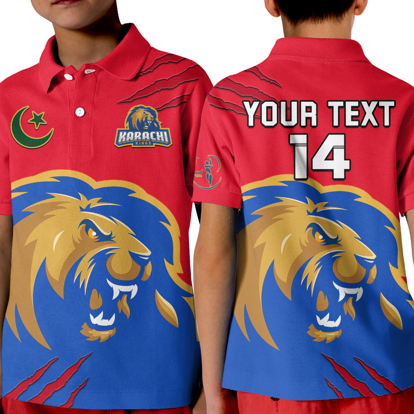 (Custom Text And Number) Karachi Kings Cricket Polo Shirt KID HBL PSL 2023 Dynamic Style - Vibe Hoodie Shop