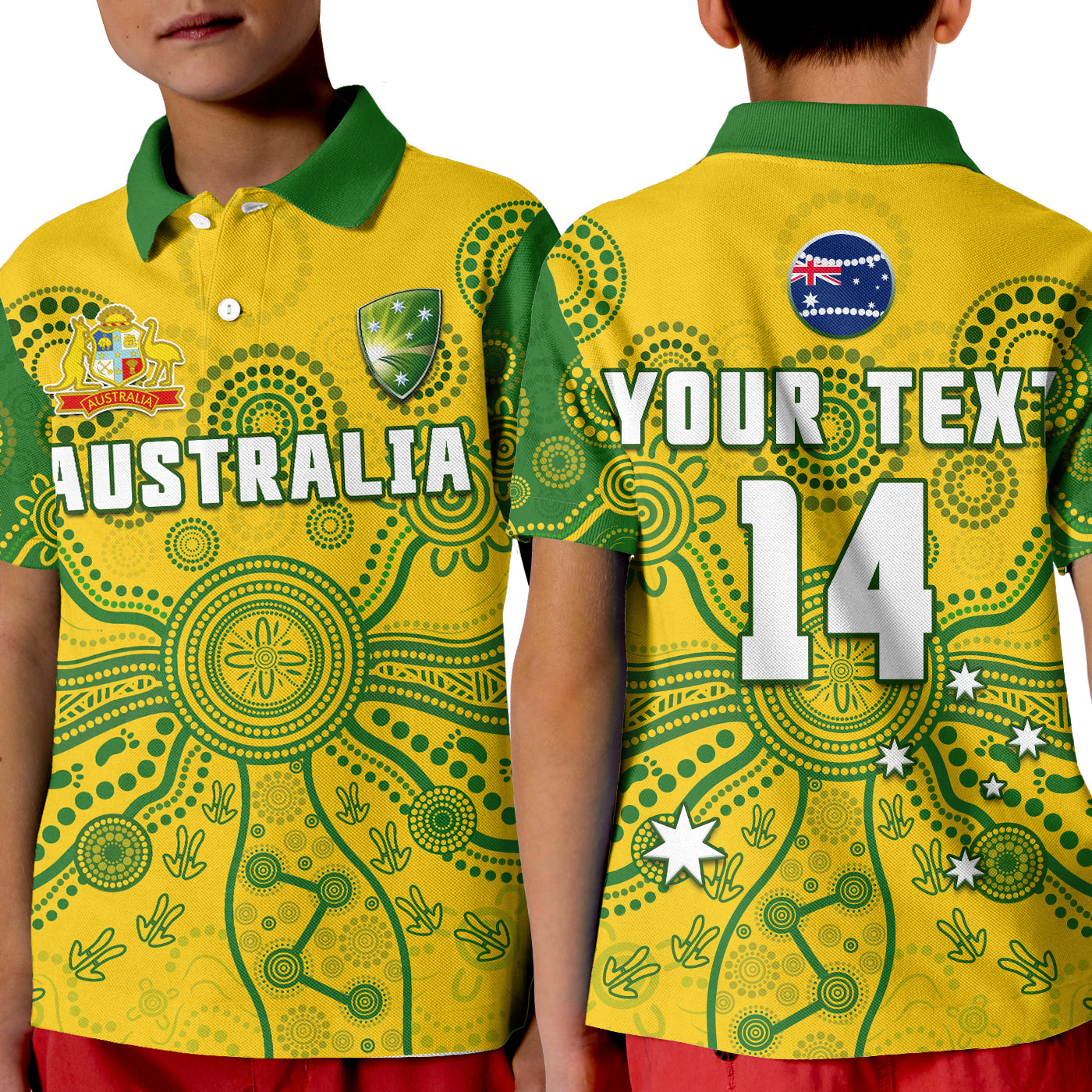 (Custom Text And Number) Cricket Australia Polo Shirt KID Aussie 2022 Indigenous Special Version - Vibe Hoodie Shop