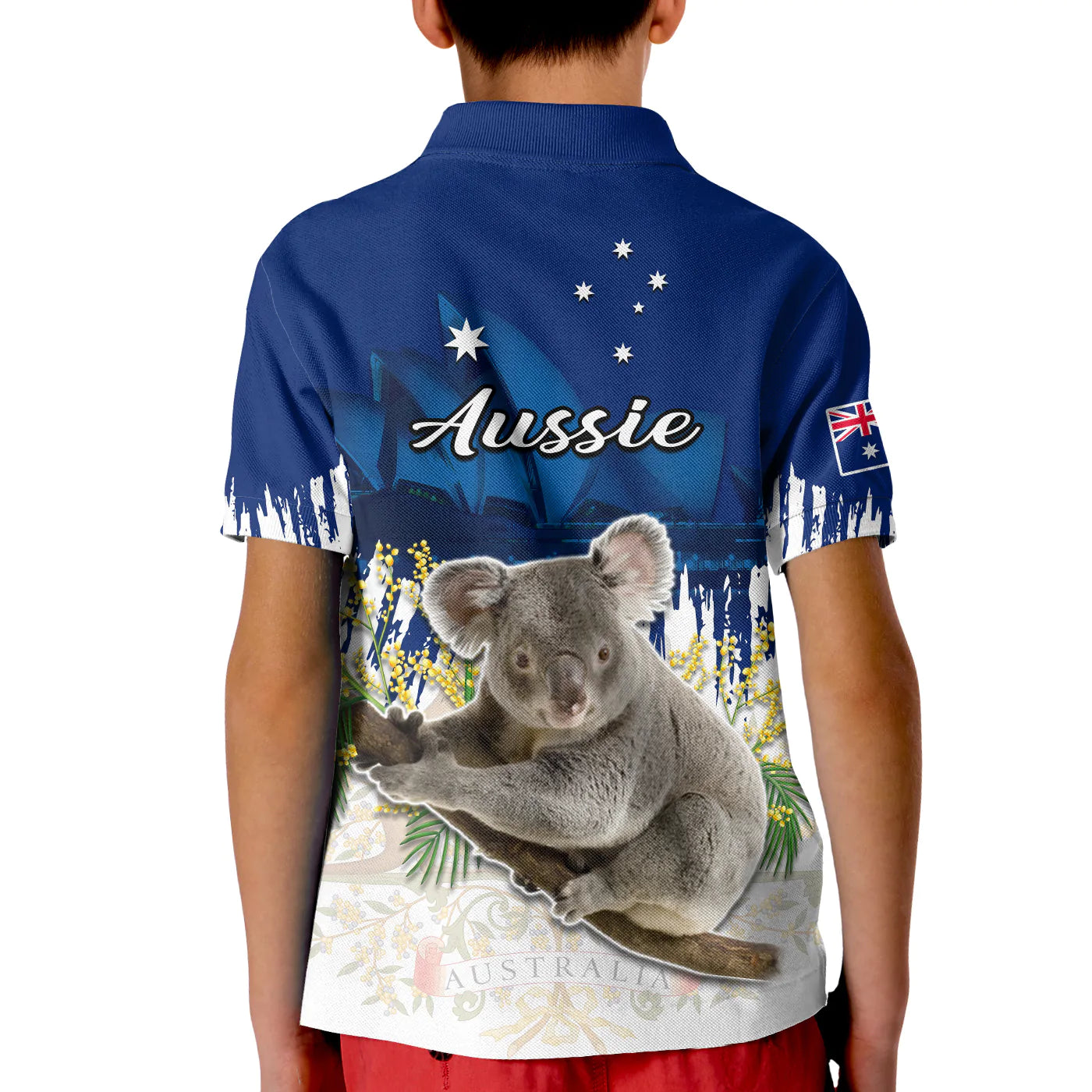 Australia Day Polo Shirt KID Koala Sydney Opera House Flag Color - Vibe Hoodie Shop