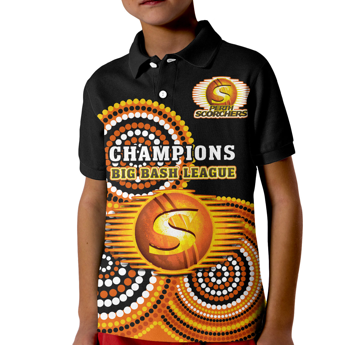 Perth Scorchers Cricket Polo Shirt Champions BBL12 Proud Indigenous Art - Vibe Hoodie Shop