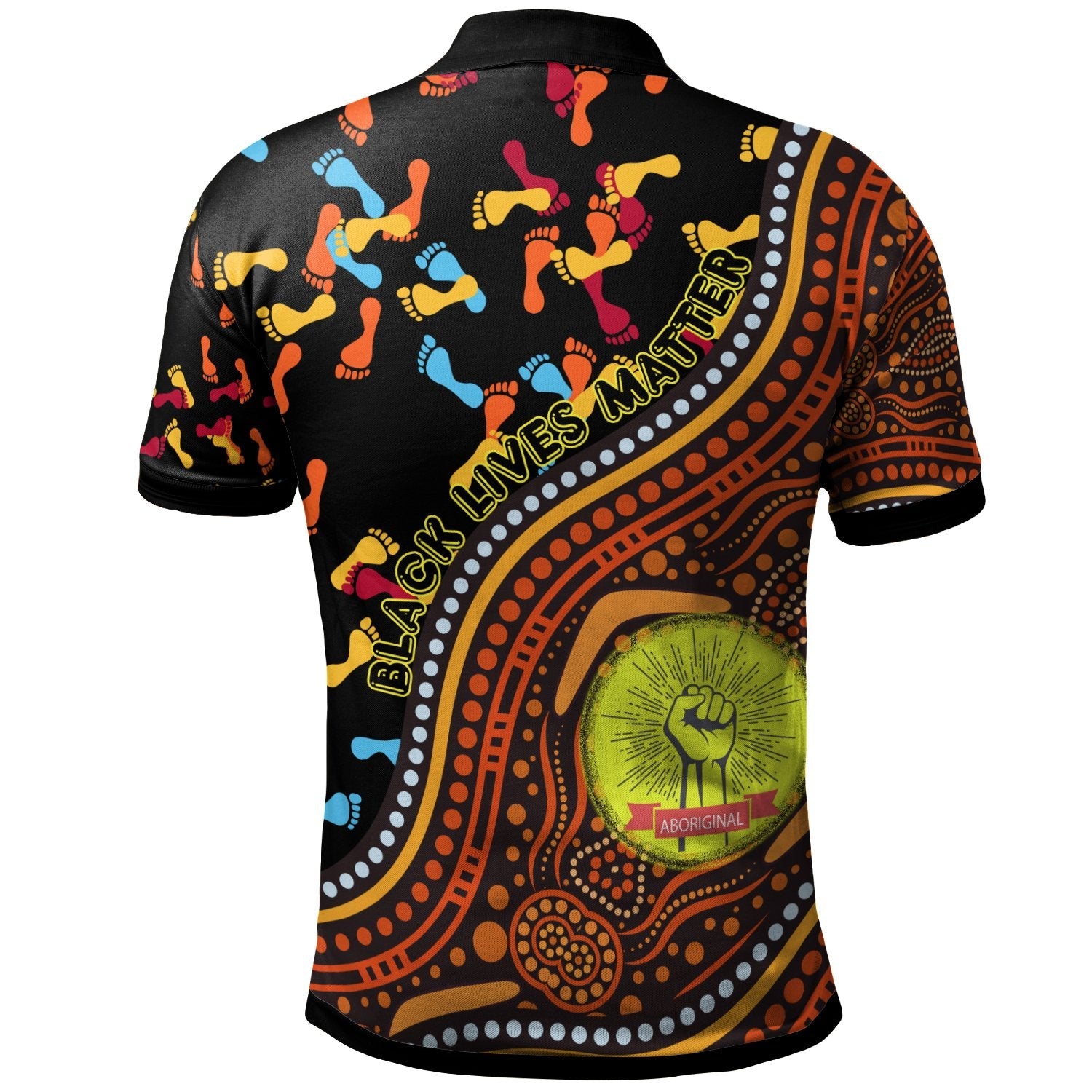 (Custom Text) Polo Shirt - Aboriginal Style and Flag, Black Live Matter - Vibe Hoodie Shop