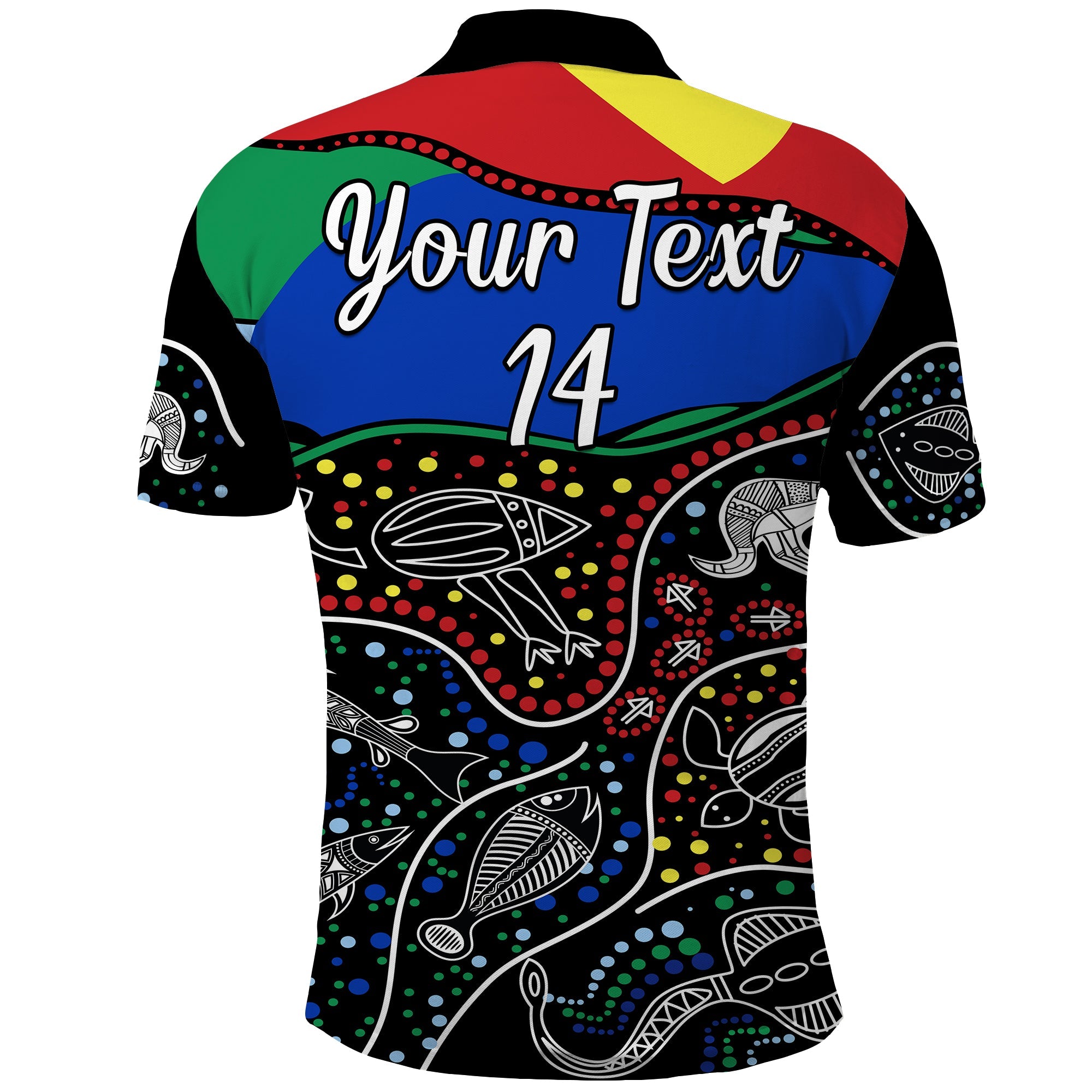 (Custom Text and Number) NAIDOC Week Polo Shirt National Aborigines And Torres Strait Islander Animals Aboriginal Art - Vibe Hoodie Shop