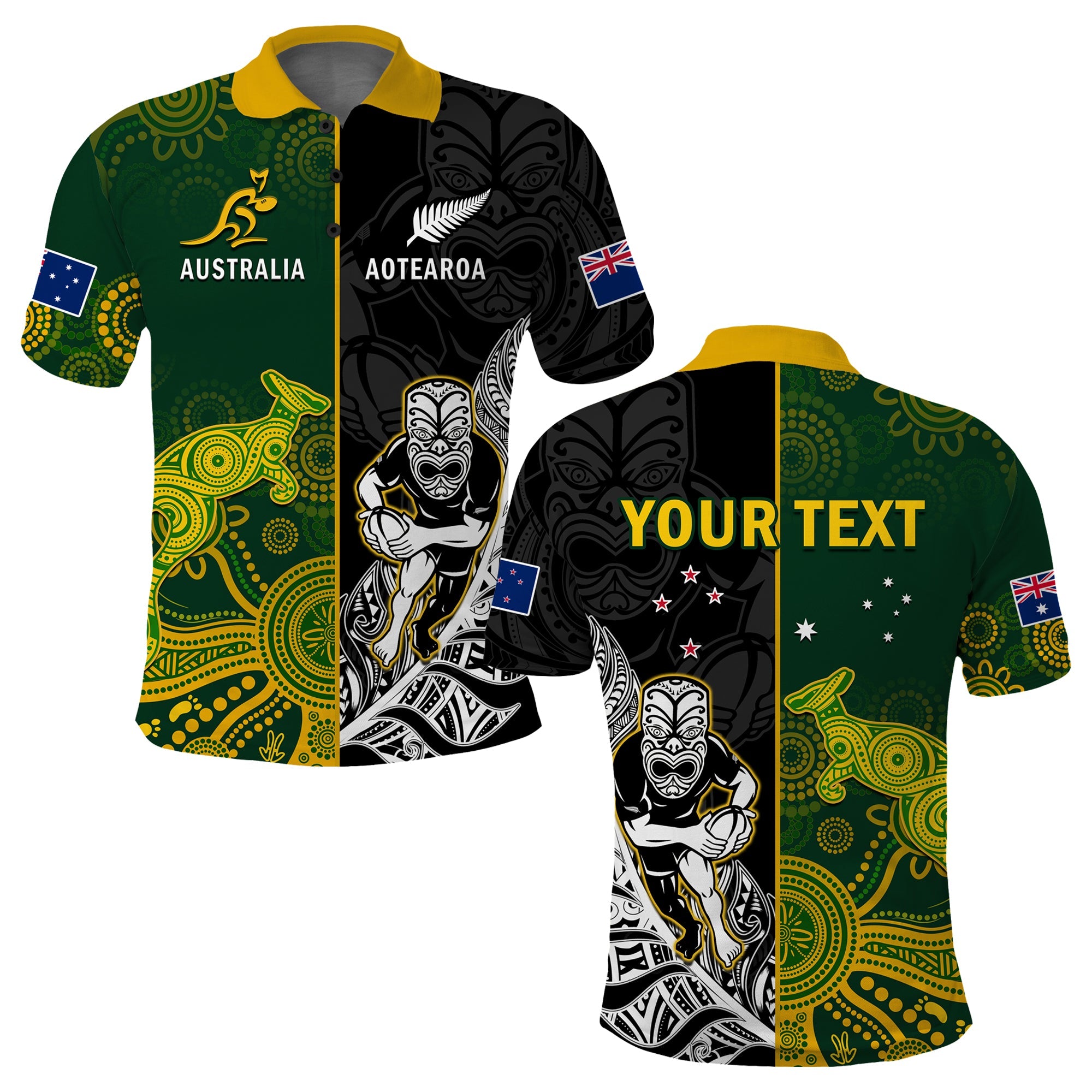 (Custom Personalised) Australia Rugby Mix Aotearoa Rugby Polo Shirt Wallabies All Black Special Version - Vibe Hoodie Shop