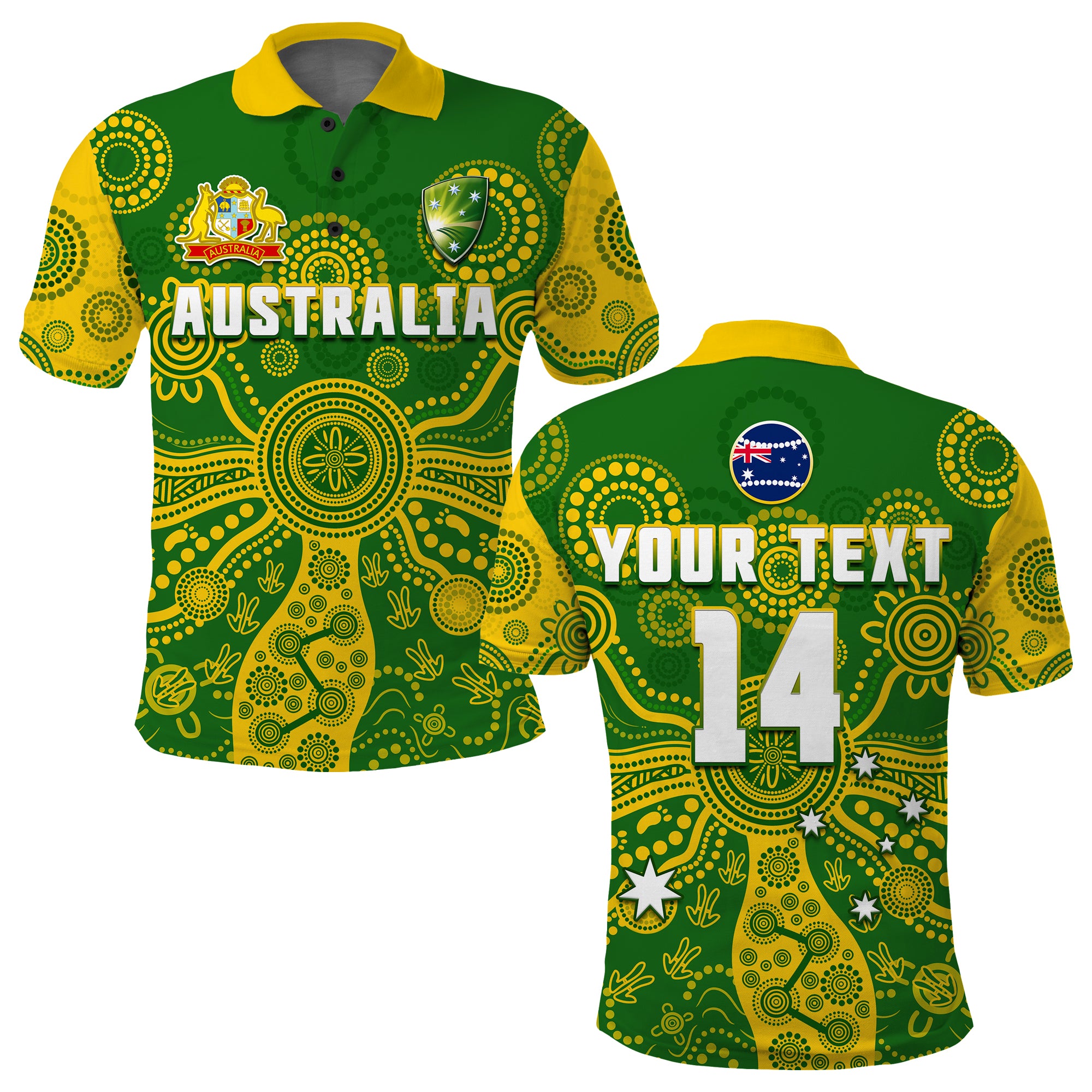 (Custom Text And Number) Cricket Australia Polo Shirt Aussie 2022 Indigenous Special Version 2 - Vibe Hoodie Shop