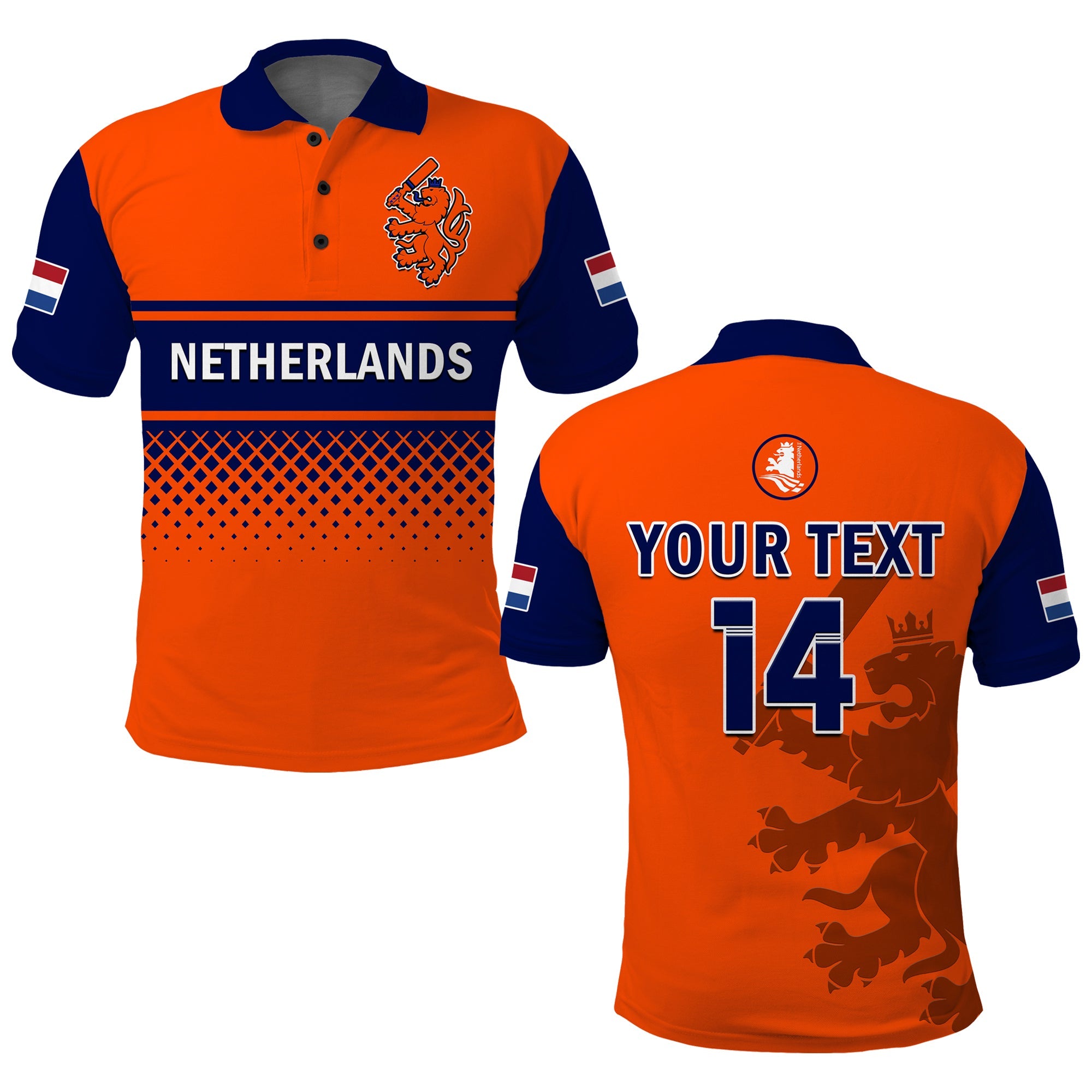 (Custom Text And Number) Netherlands Cricket Polo Shirt ODI Simple Orange Style - Vibe Hoodie Shop