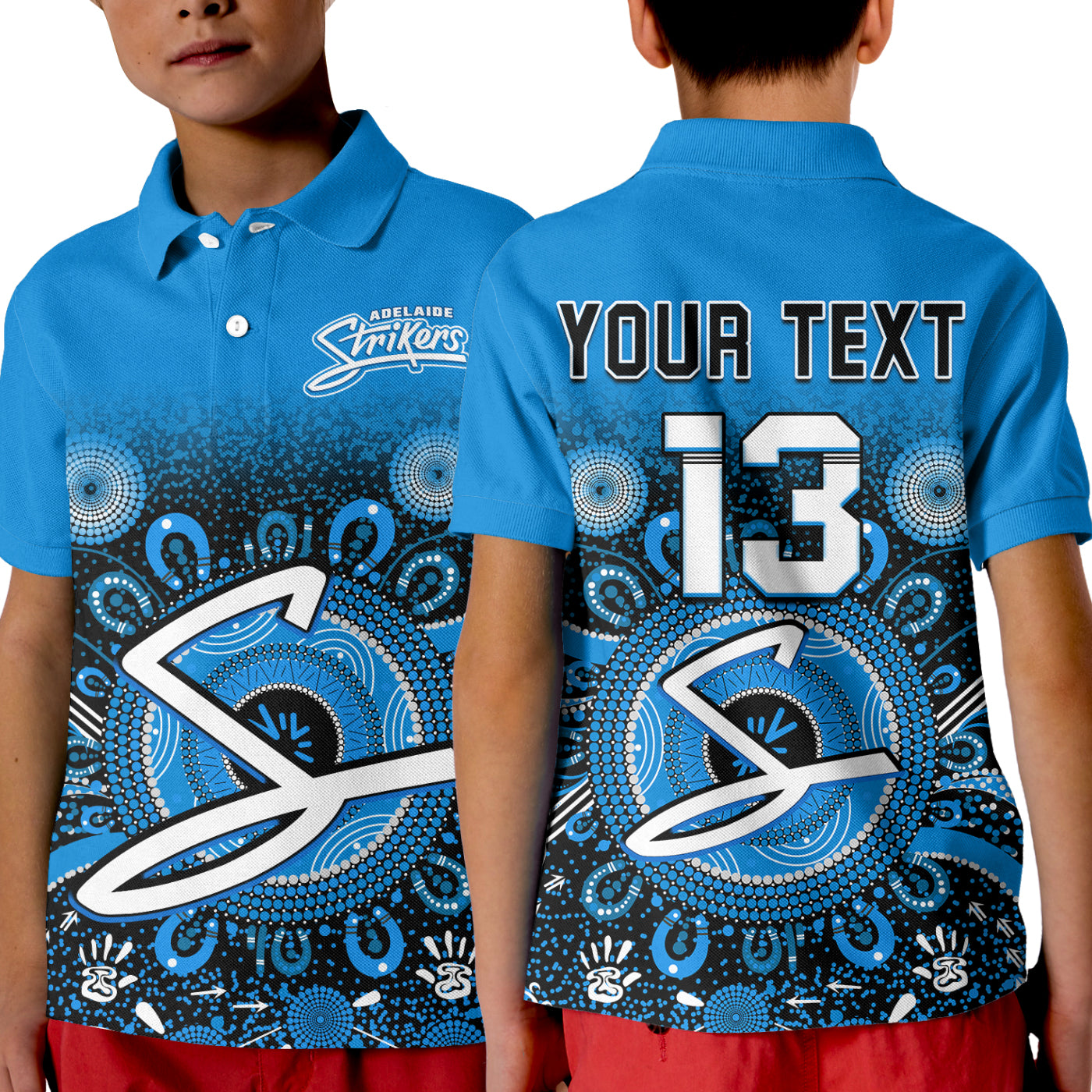 (Custom Text and Number) Adelaide Strikers Polo Shirt Aboriginal Sunshine - Vibe Hoodie Shop