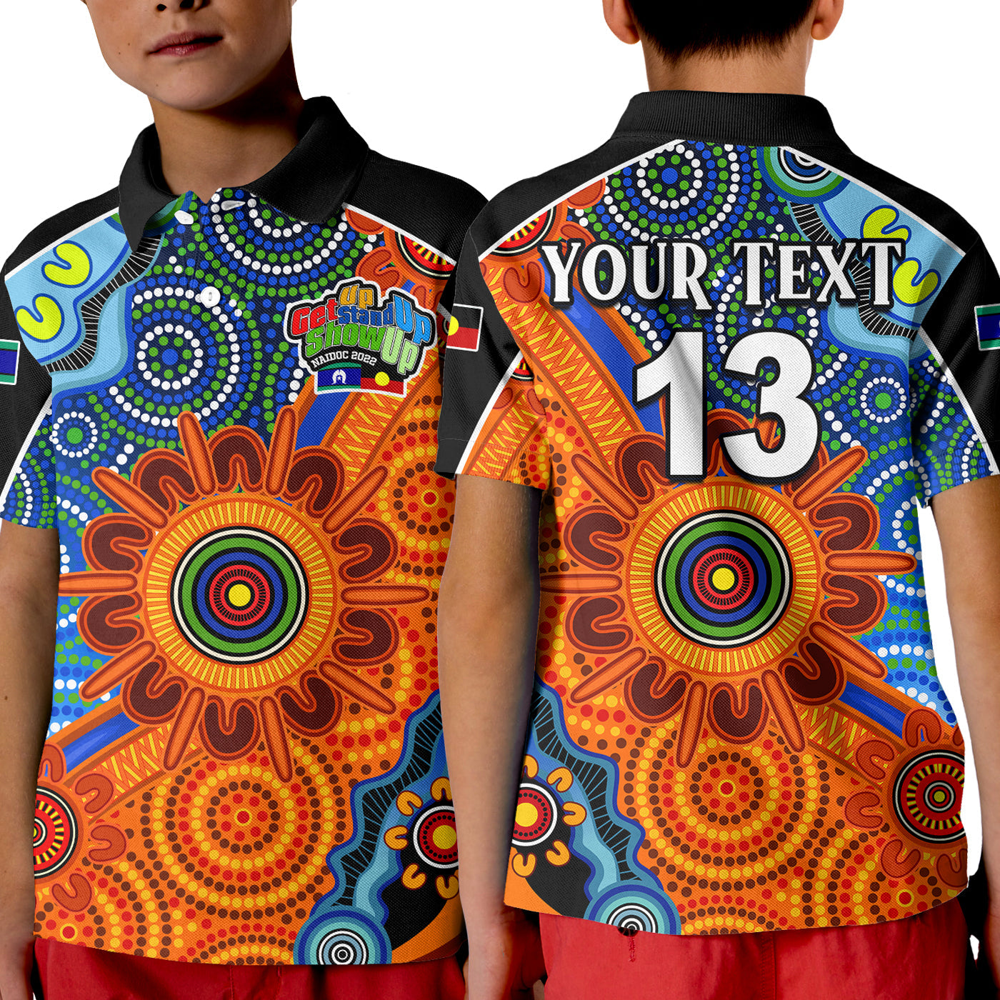 (Custom Text and Number) NAIDOC Week 2022 Polo Shirt KID Aboriginal and Torres Strait Islanders Together - Vibe Hoodie Shop