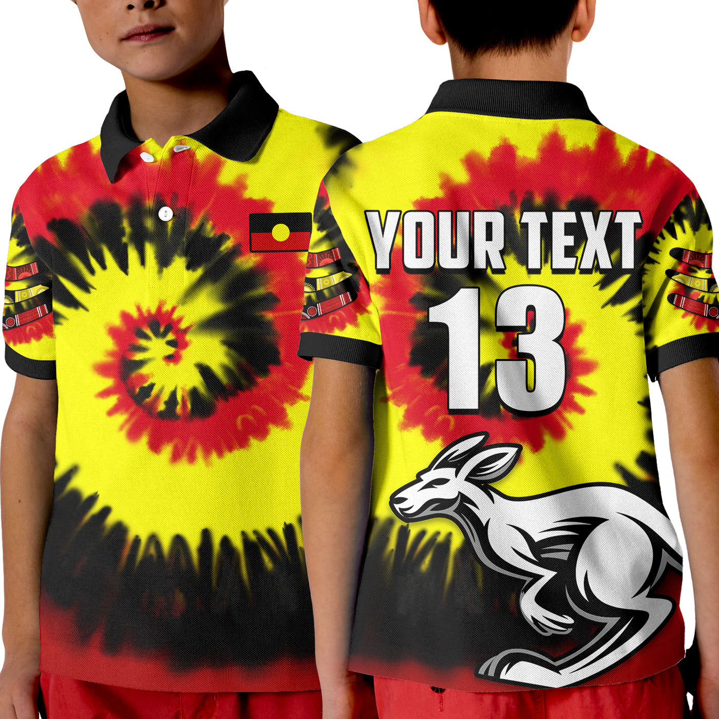 (Custom Text and Number) Australia Aboriginal Polo Shirt Colorful Tie Dye - Vibe Hoodie Shop