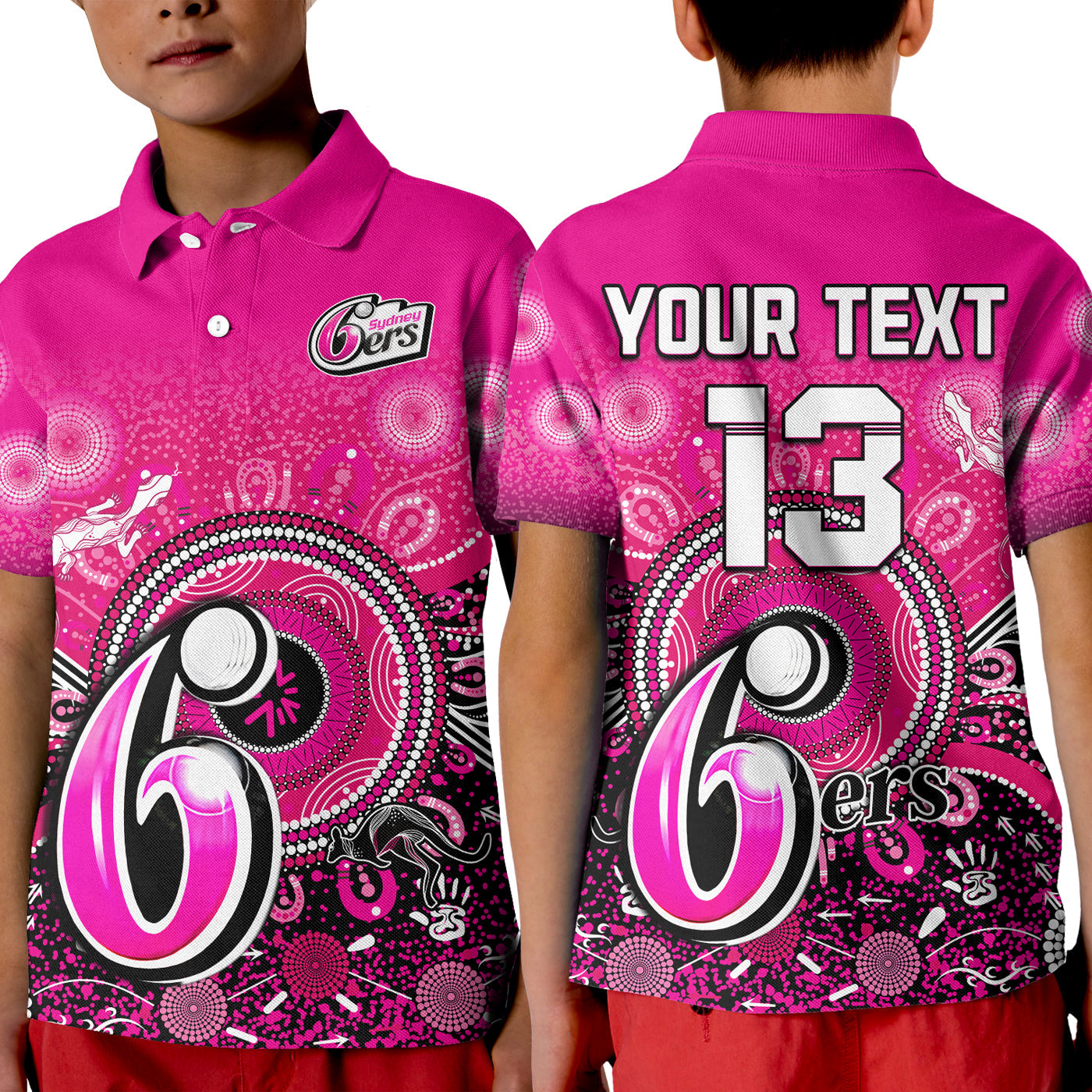 (Custom Text and Number) Sydney Sixers Polo Shirt Aboriginal Australia Cricket Champion - Vibe Hoodie Shop