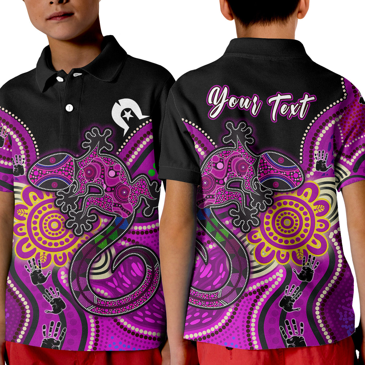 (Custom Personalised) NAIDOC Week 2022 Polo Shirt KID Aboriginal Lizard - Vibe Hoodie Shop