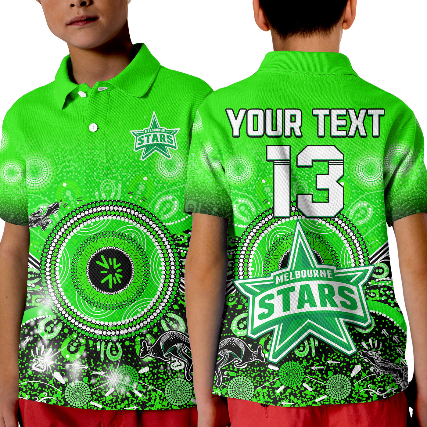 (Custom Text and Number) Melbourne Stars Polo Shirt Cricket Aboriginal - Vibe Hoodie Shop