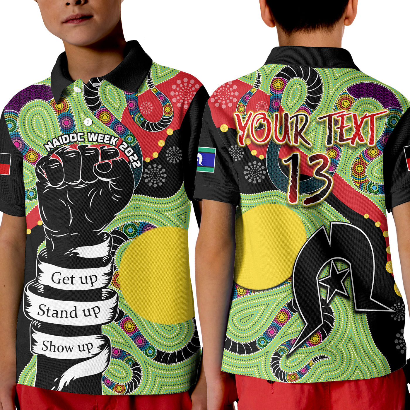 (Custom Text and Number) Aboriginal NAIDOC Week Polo Shirt KID Stronger Together Unique Style - Vibe Hoodie Shop