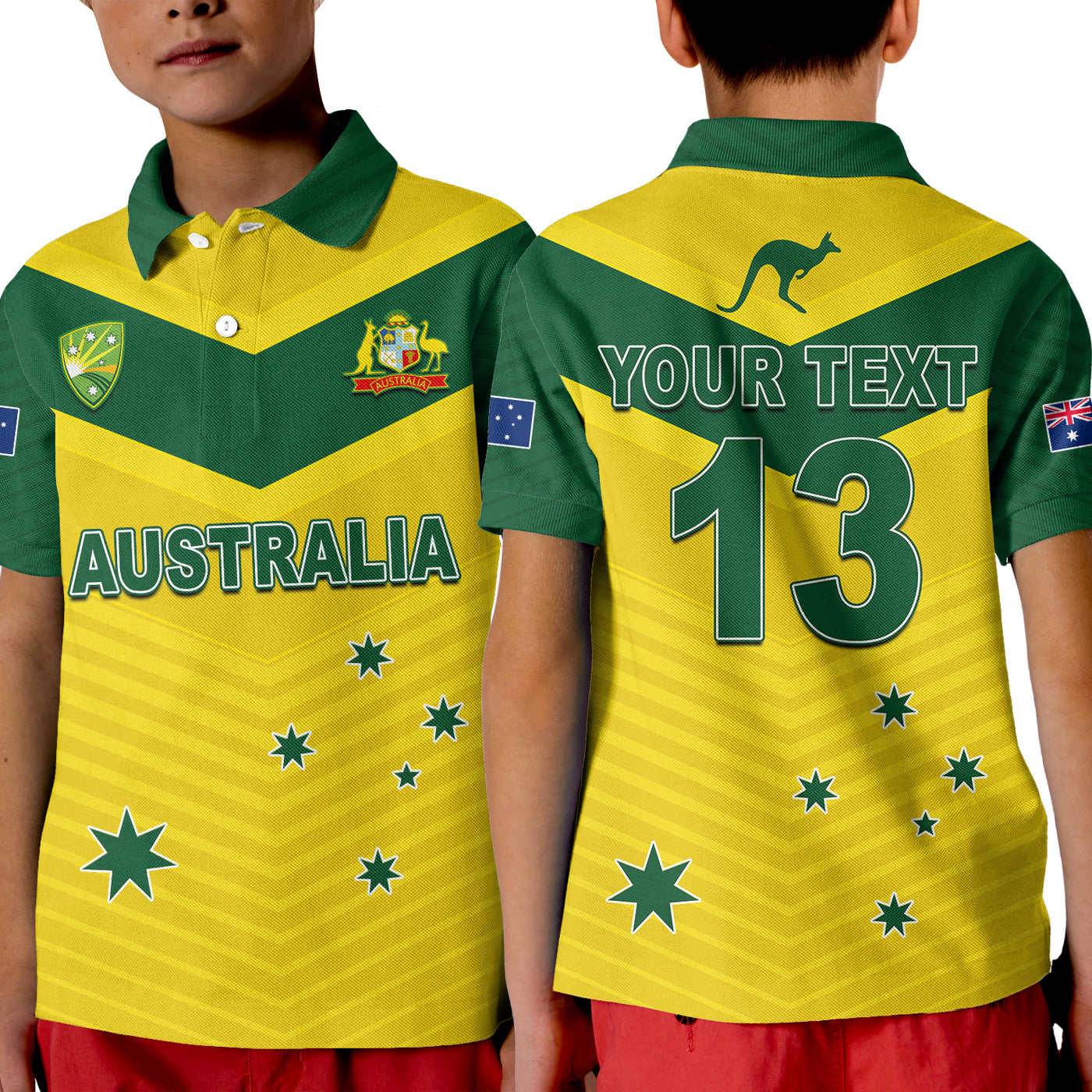 (Custom Text and Number) Australia Cricket Polo Shirt Go Aussie Champions - Vibe Hoodie Shop