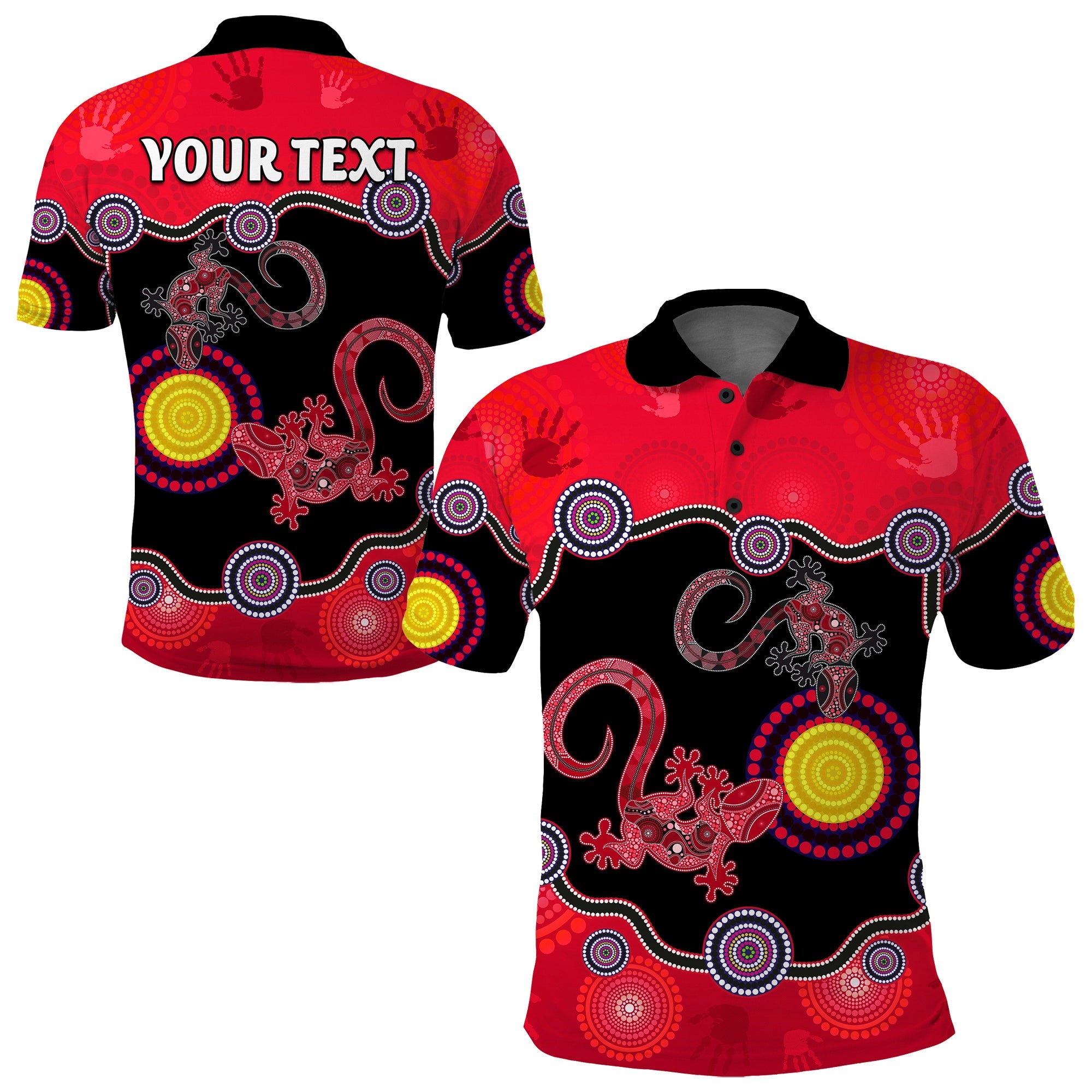 (Custom Personalised) Aboriginal Lizard Polo Shirt Attracted Australia Version Red - Vibe Hoodie Shop