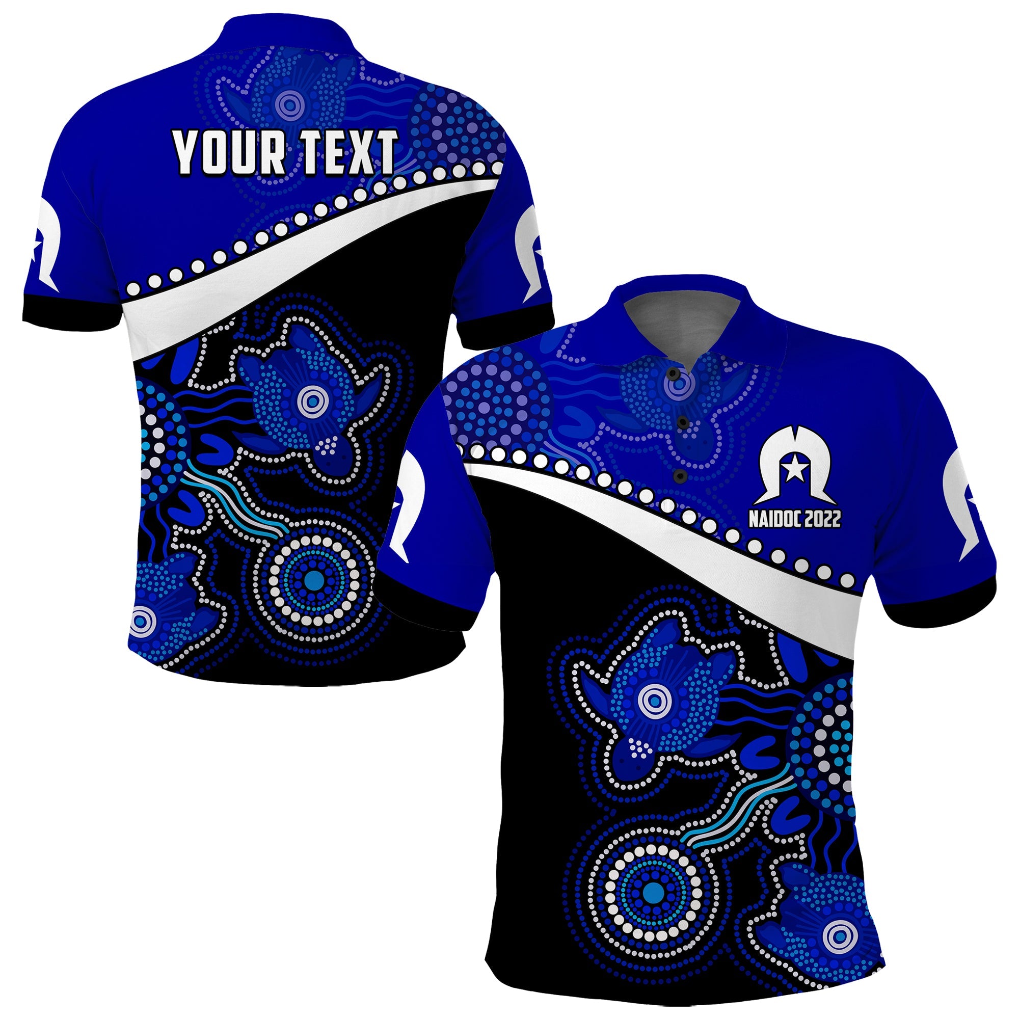 (Custom Personalised) NAIDOC Week 2022 Polo Shirt Torres Strait Islanders Version Blue Aboriginal Turtles - Vibe Hoodie Shop