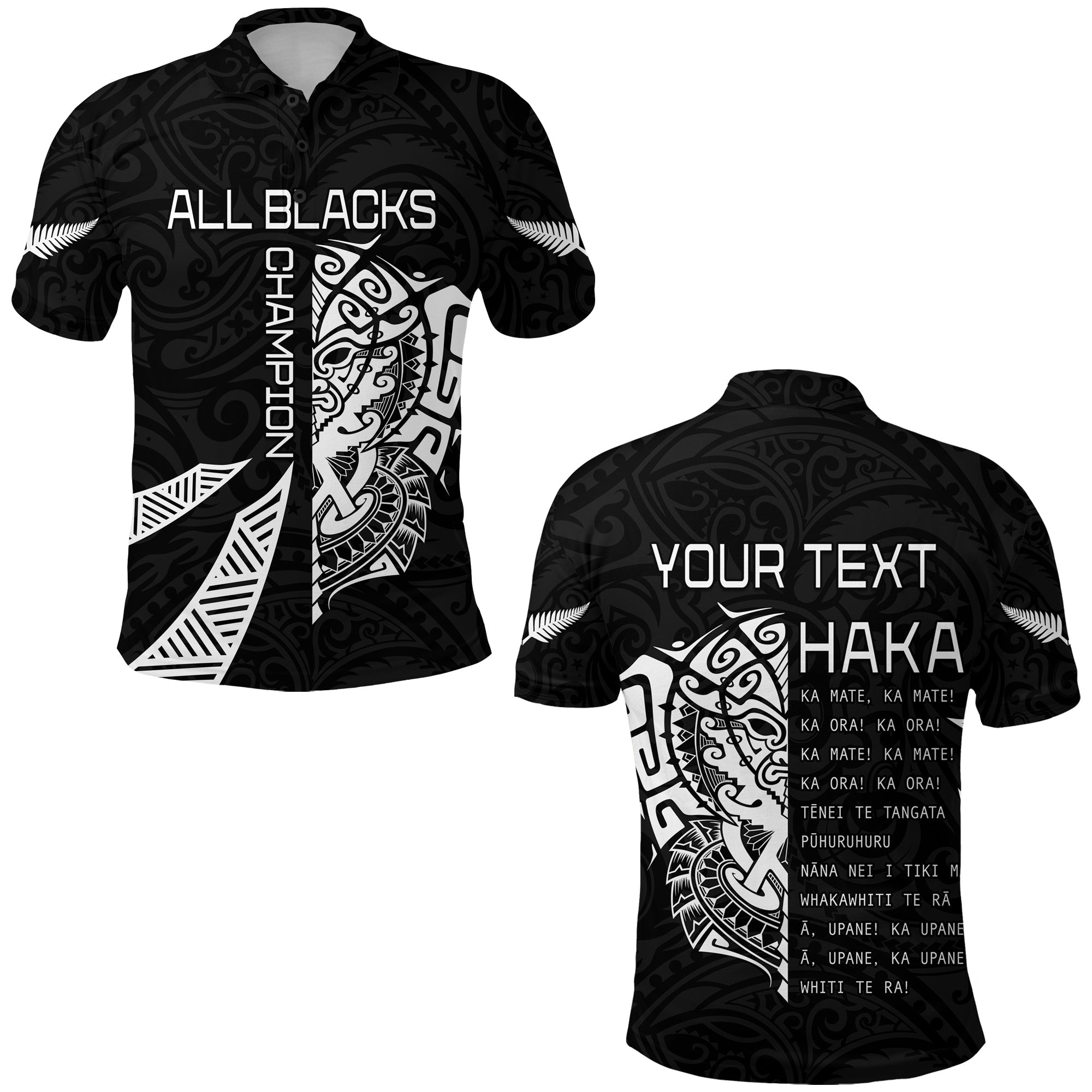 (Custom Personalised) New Zealand Rugby Polo Shirt Haka All Black mix Ta Moko - Vibe Hoodie Shop