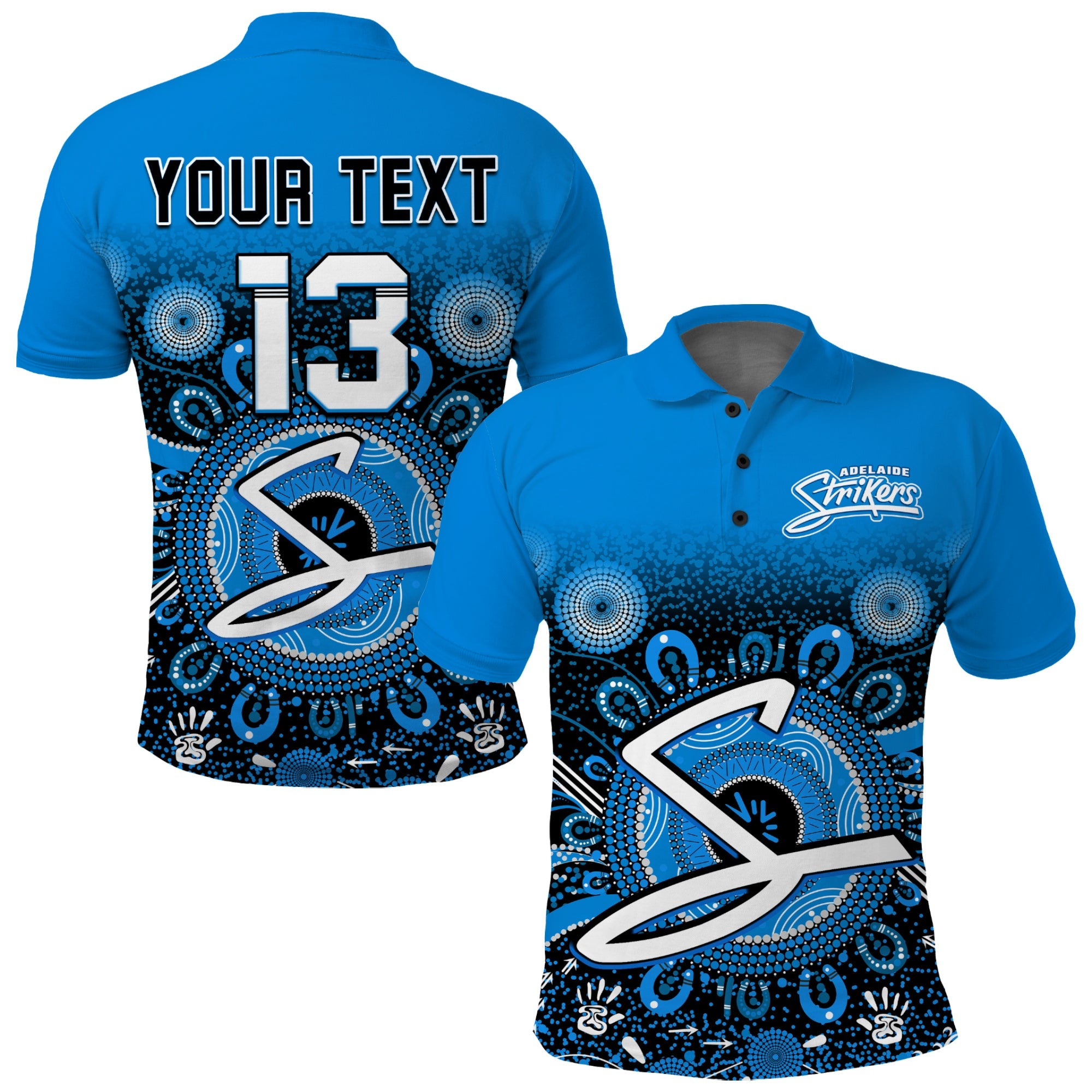 (Custom Text and Number) Adelaide Strikers Polo Shirt Aboriginal Sunshine - Vibe Hoodie Shop