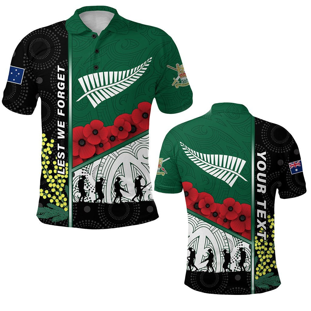 (Custom Personalised) ANZAC Day - Lest We Forget Polo Shirt Australia Indigenous and New Zealand Maori - Vibe Hoodie Shop