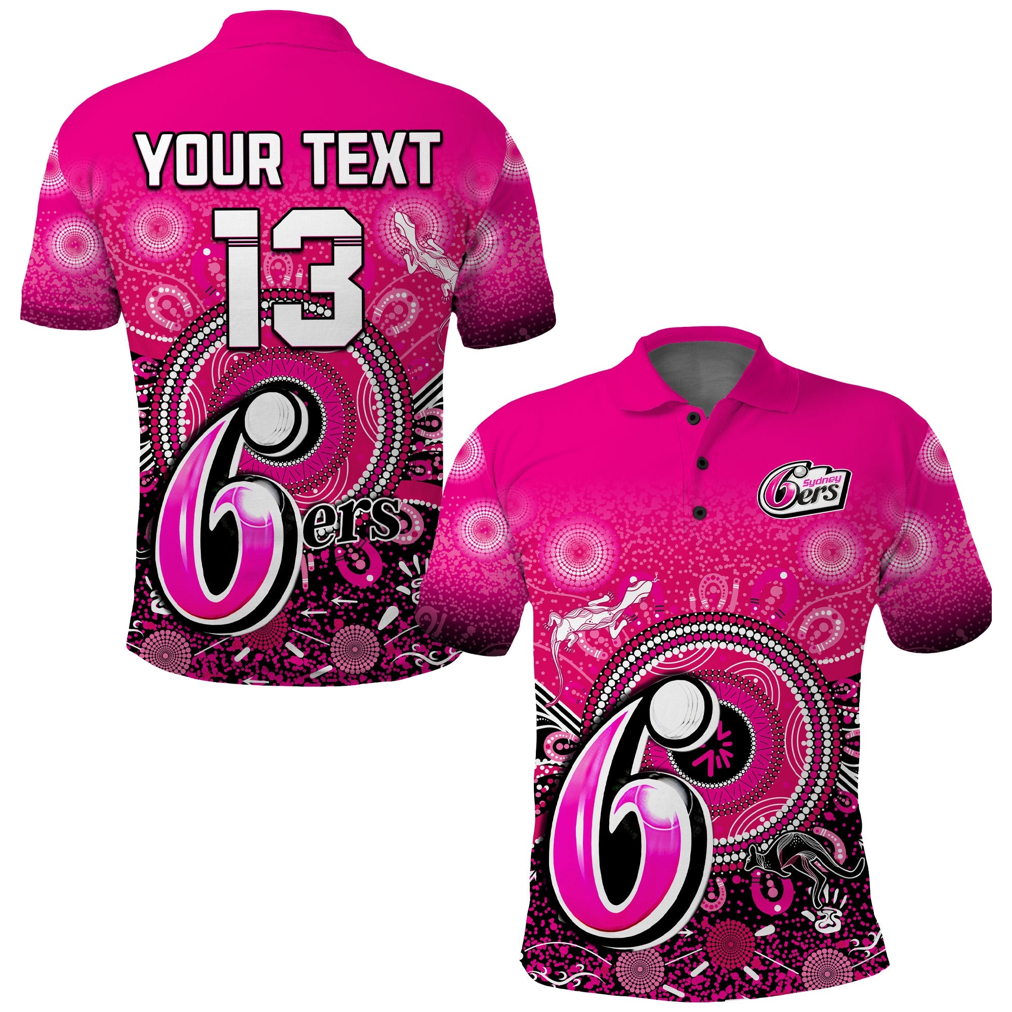 (Custom Text and Number) Sydney Sixers Polo Shirt Aboriginal Australia Cricket Champion - Vibe Hoodie Shop