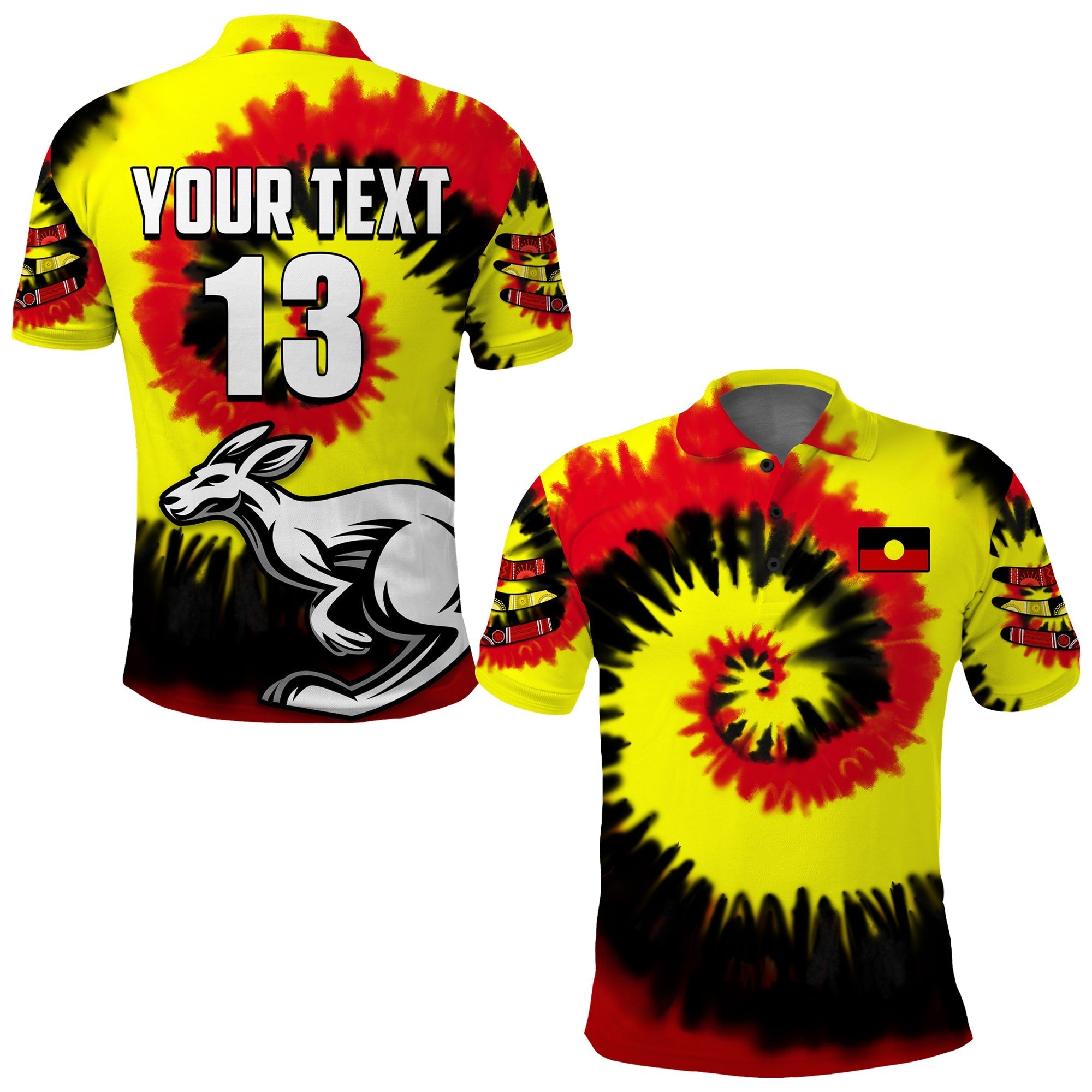 (Custom Text and Number) Australia Aboriginal Polo Shirt Colorful Tie Dye - Vibe Hoodie Shop