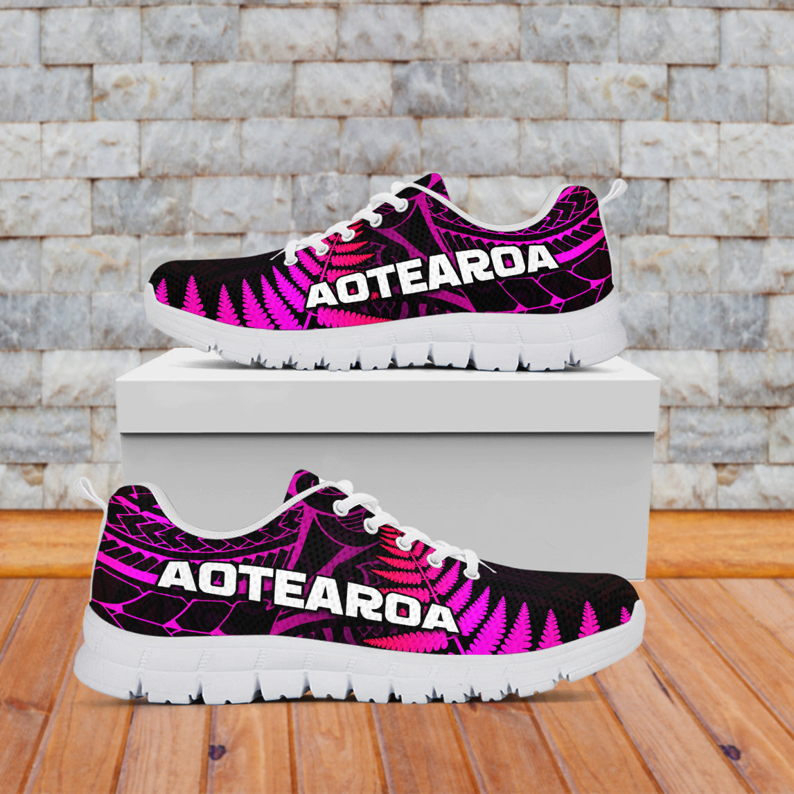 Aotearoa Fern Sneakers New Zealand Hei Tiki Purple Style - Vibe Hoodie Shop