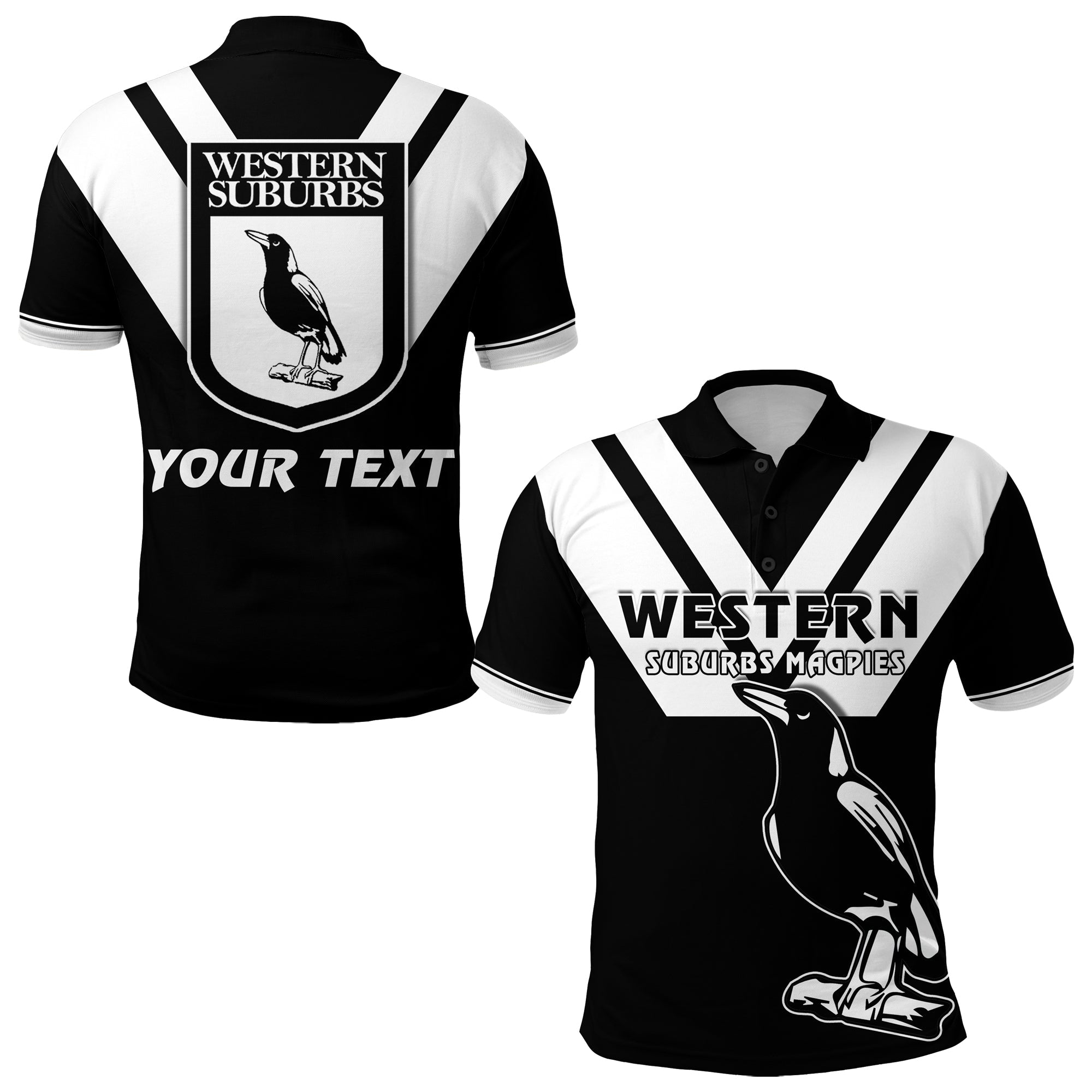 (Custom Personalised) Western Suburbs Magpies Polo Shirt the One and Only - Vibe Hoodie Shop