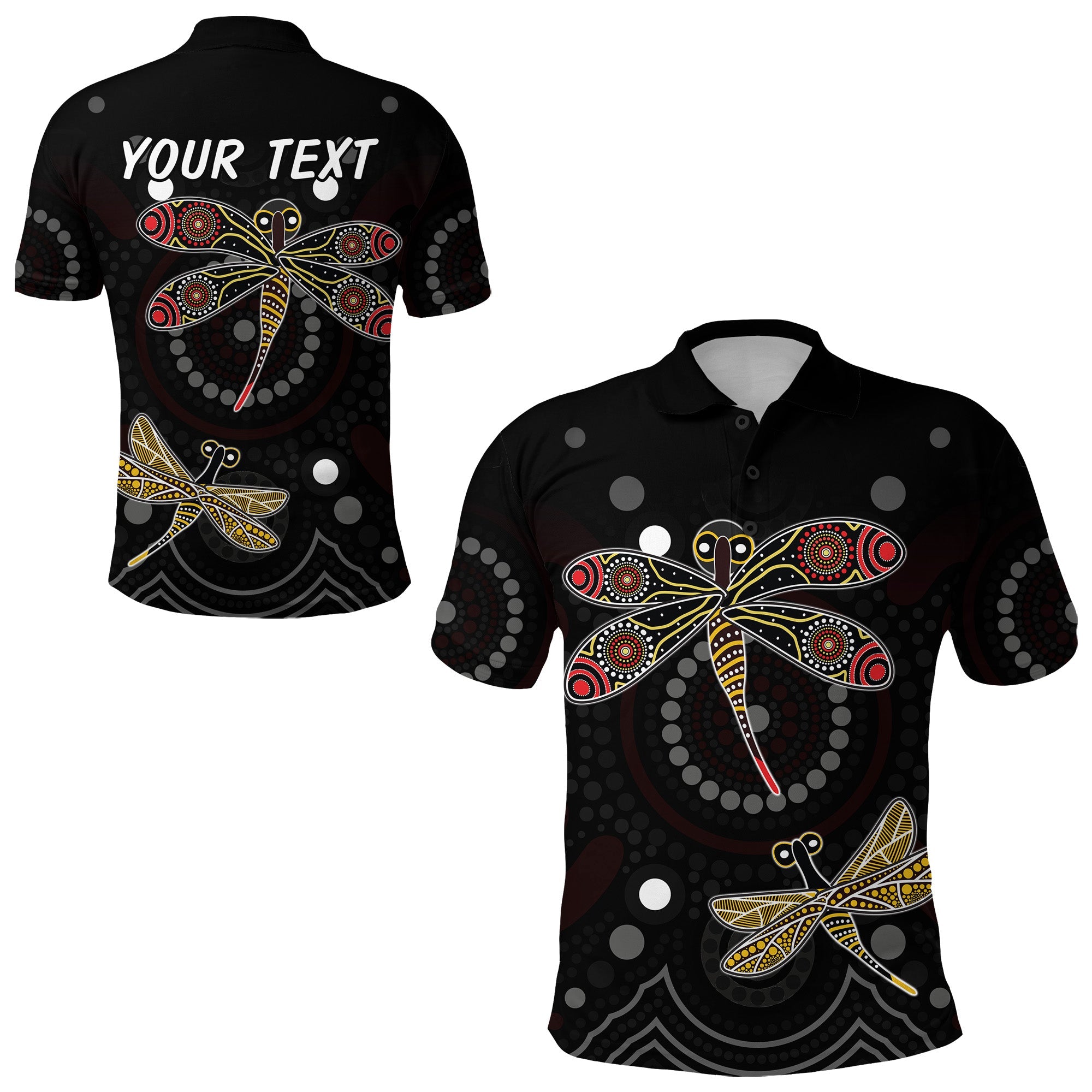 (Custom Personalised) Aboriginal Dot Polo Shirt Butterfly Victory - Vibe Hoodie Shop