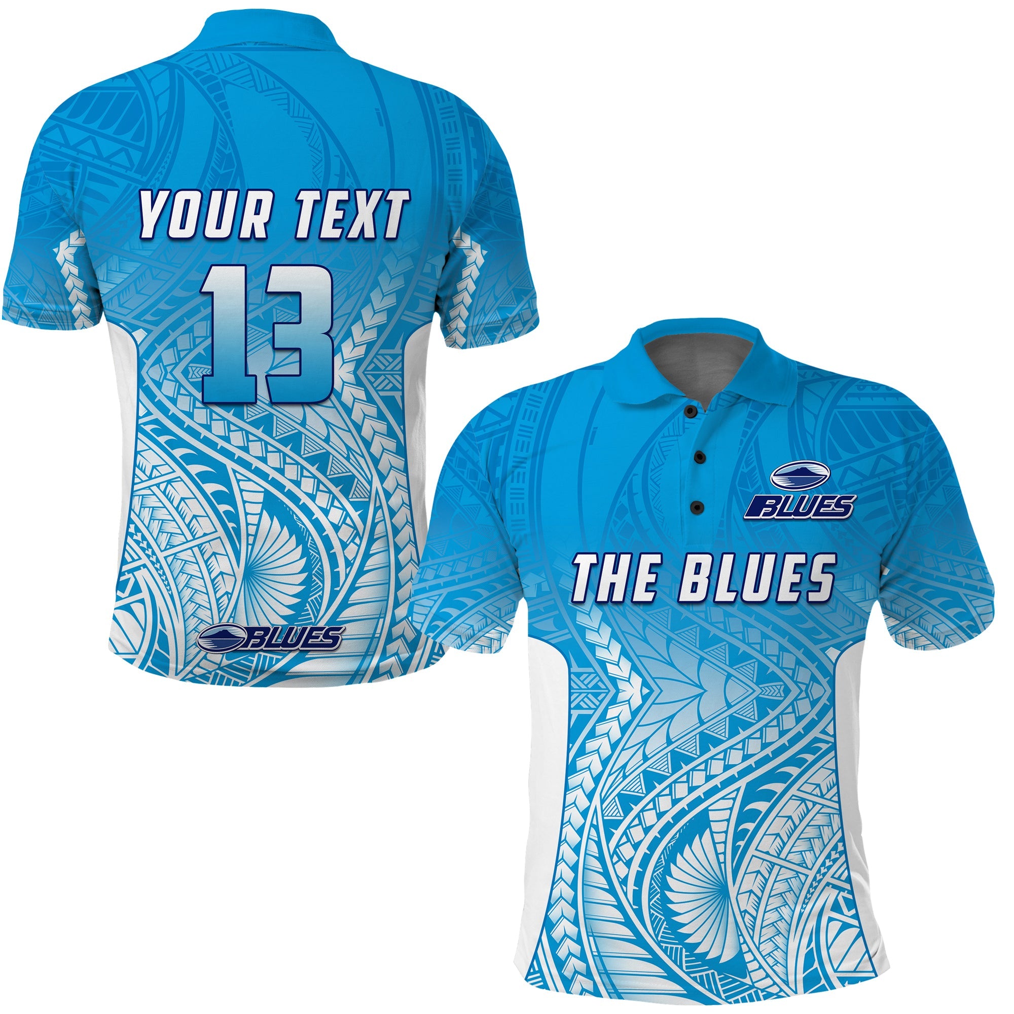 (Custom Text and Number) Blues Polo Shirt Super Rugby New Zealand - Vibe Hoodie Shop