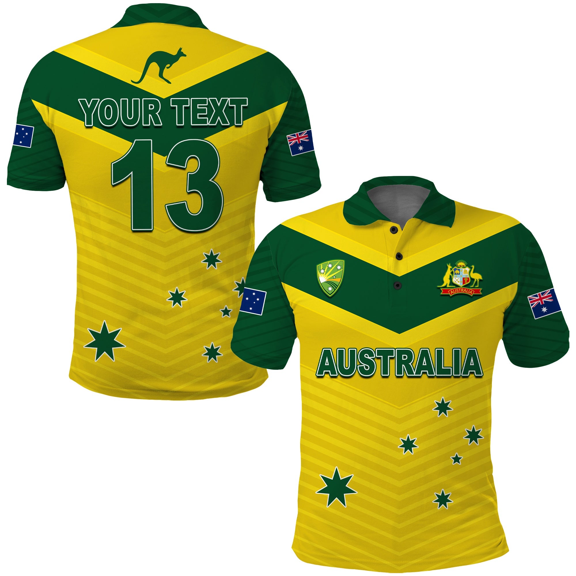 (Custom Text and Number) Australia Cricket Polo Shirt Go Aussie Champions - Vibe Hoodie Shop