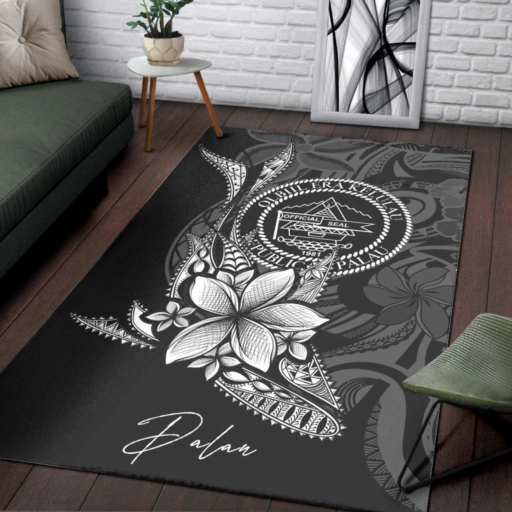 Palau Area Rug - Fish With Plumeria Flowers Style - Vibe Hoodie Shop