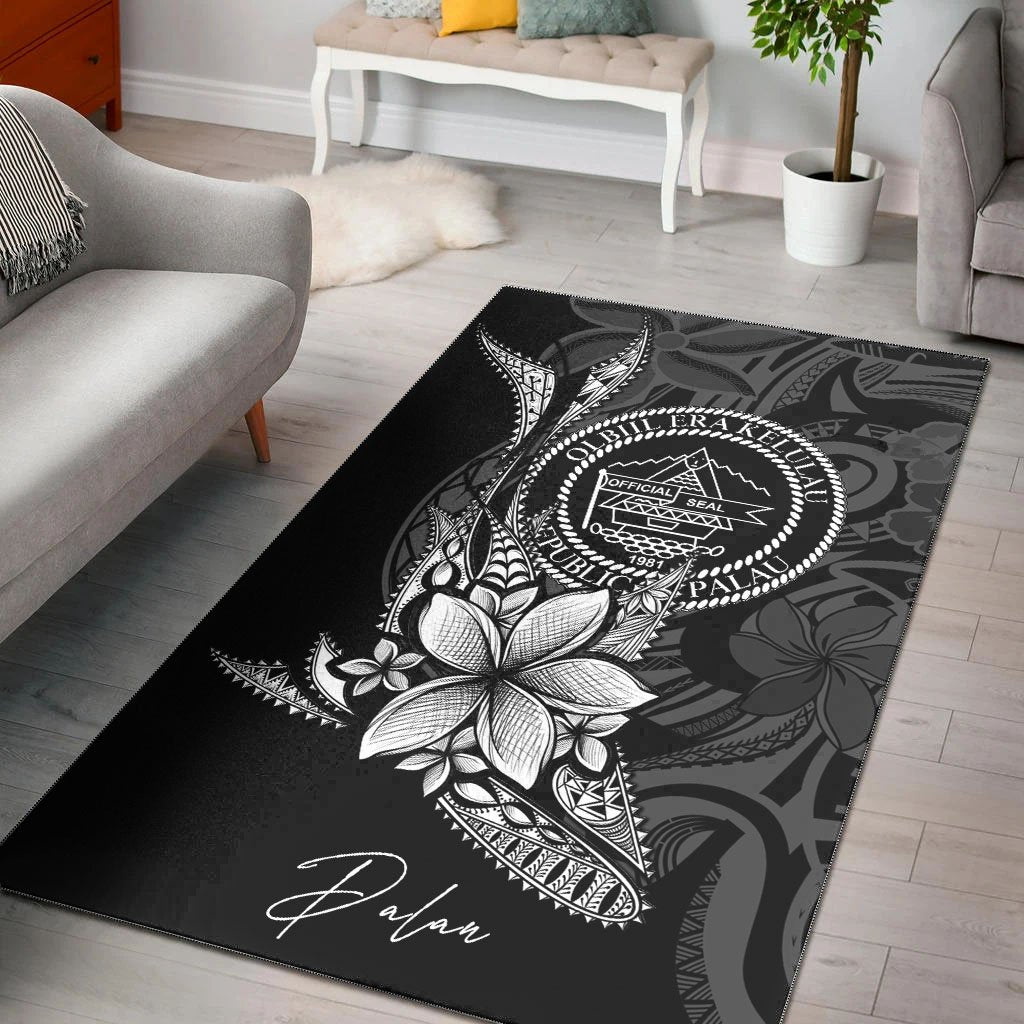 Palau Area Rug - Fish With Plumeria Flowers Style - Vibe Hoodie Shop