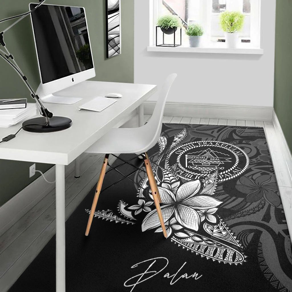 Palau Area Rug - Fish With Plumeria Flowers Style - Vibe Hoodie Shop