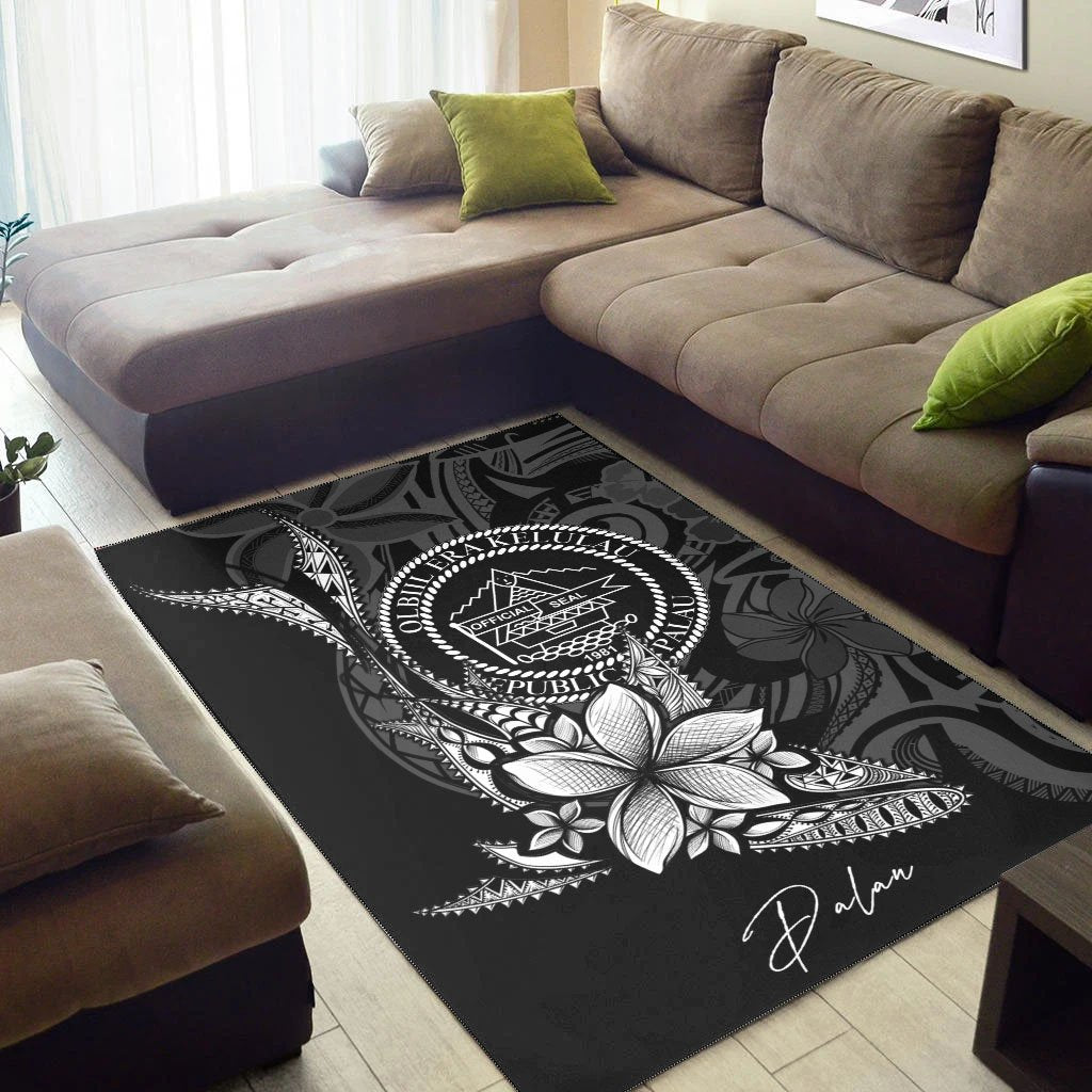 Palau Area Rug - Fish With Plumeria Flowers Style - Vibe Hoodie Shop